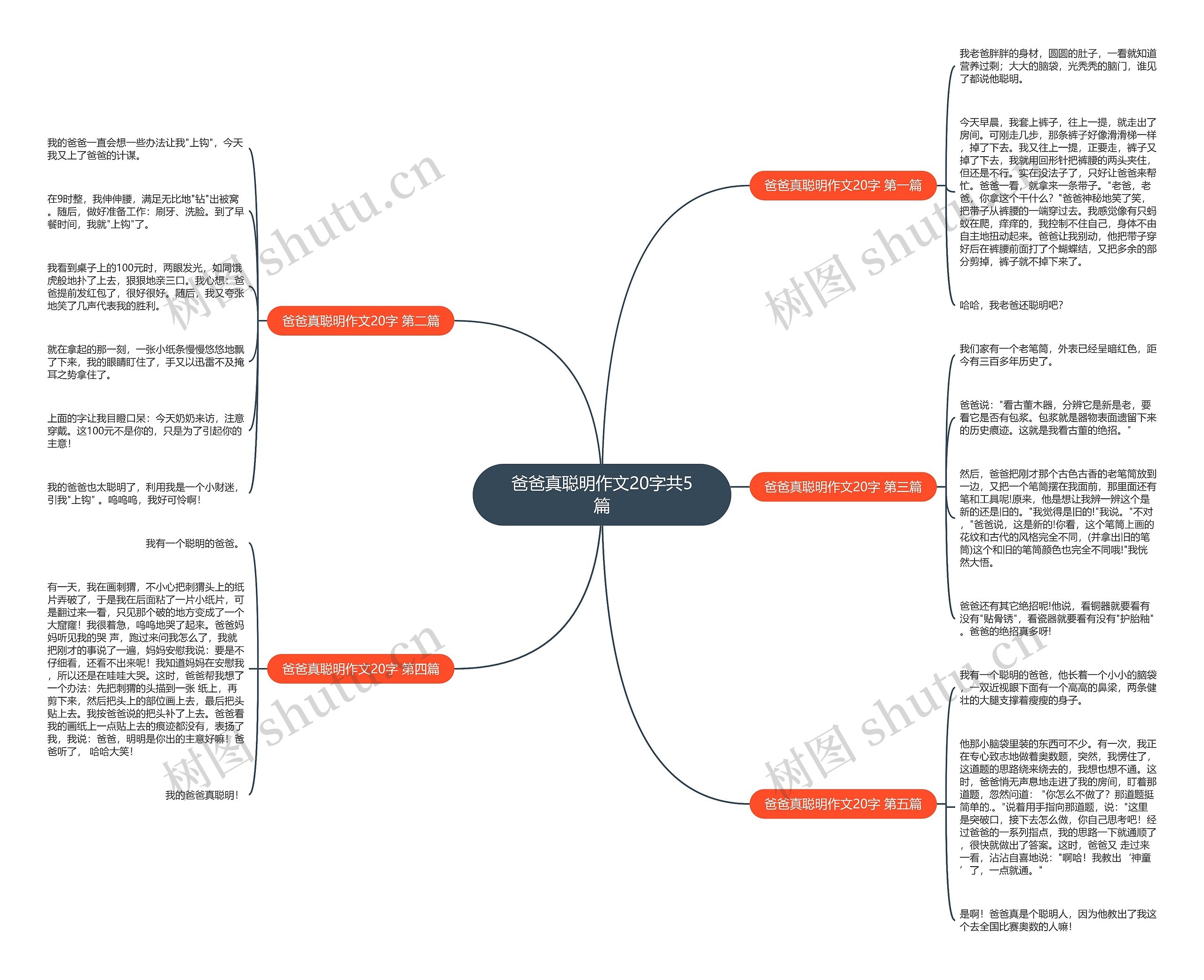 爸爸真聪明作文20字共5篇思维导图