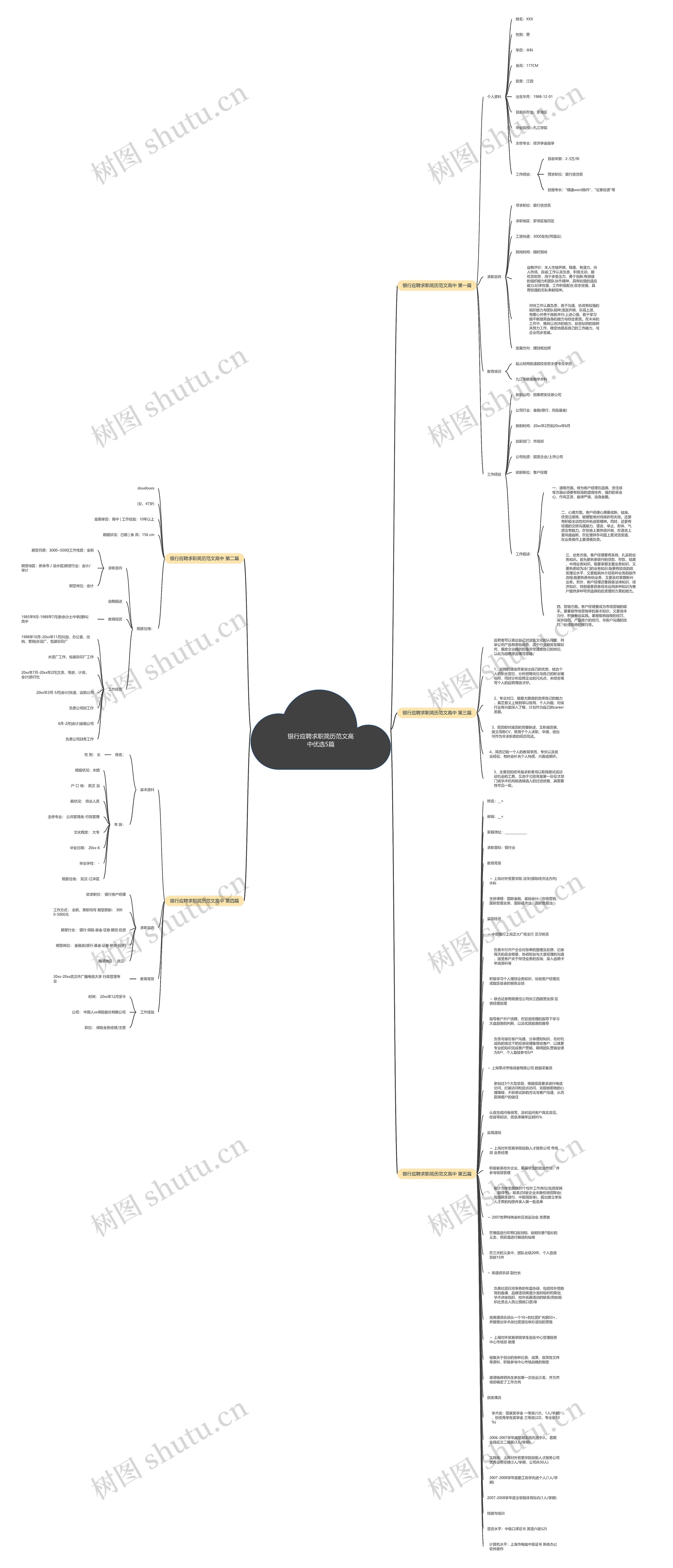 银行应聘求职简历范文高中优选5篇思维导图