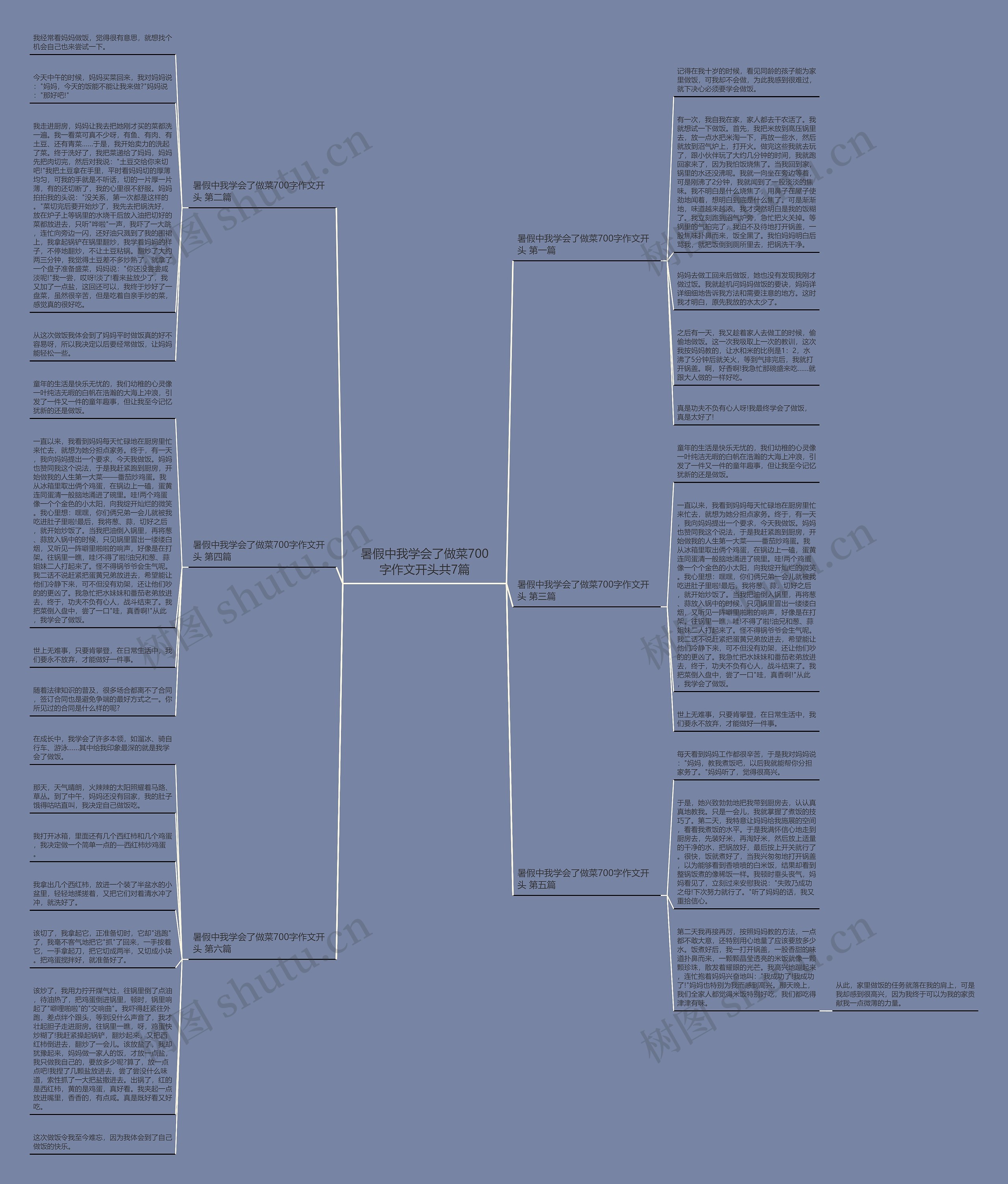 暑假中我学会了做菜700字作文开头共7篇思维导图