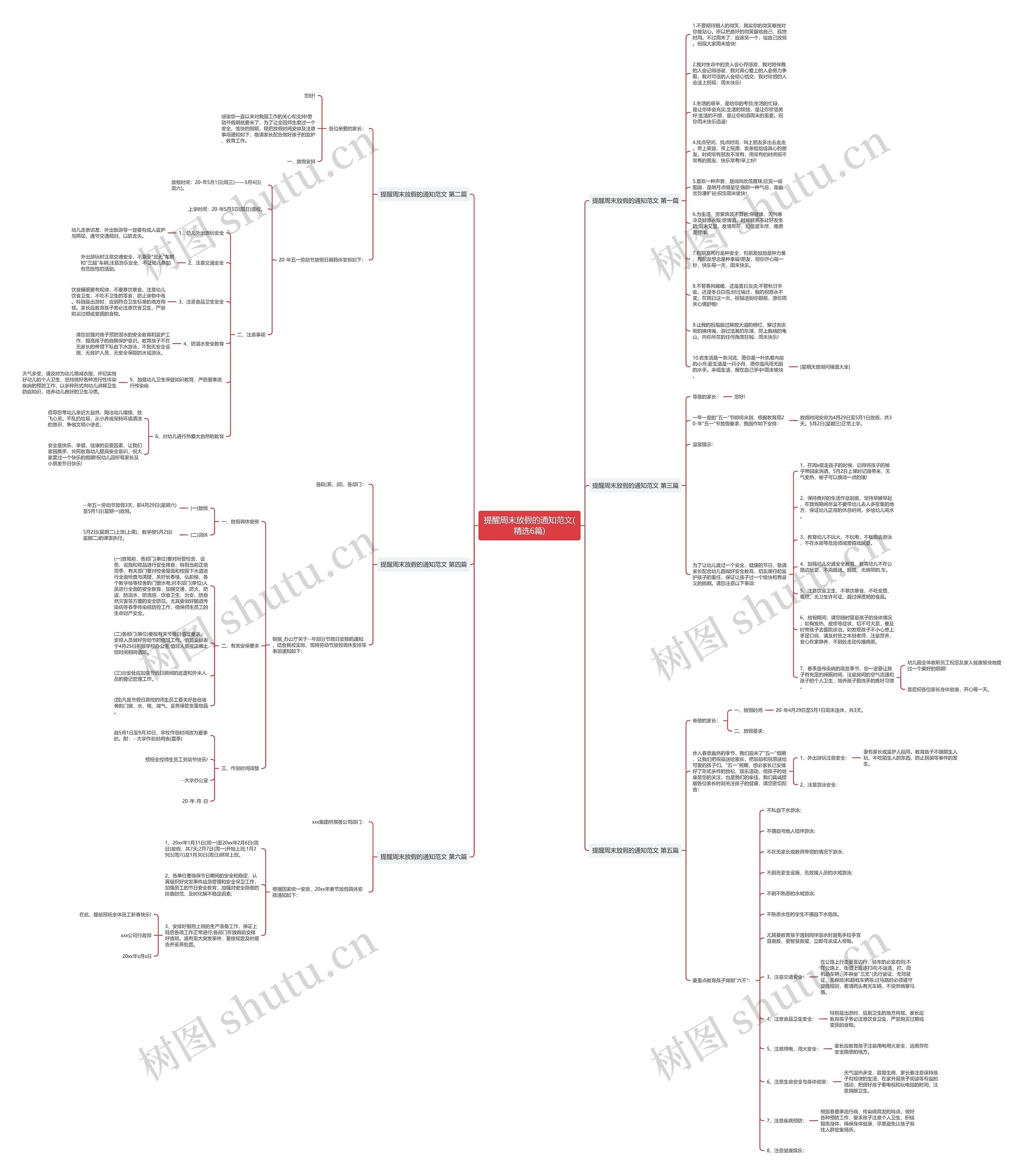 提醒周末放假的通知范文(精选6篇)思维导图
