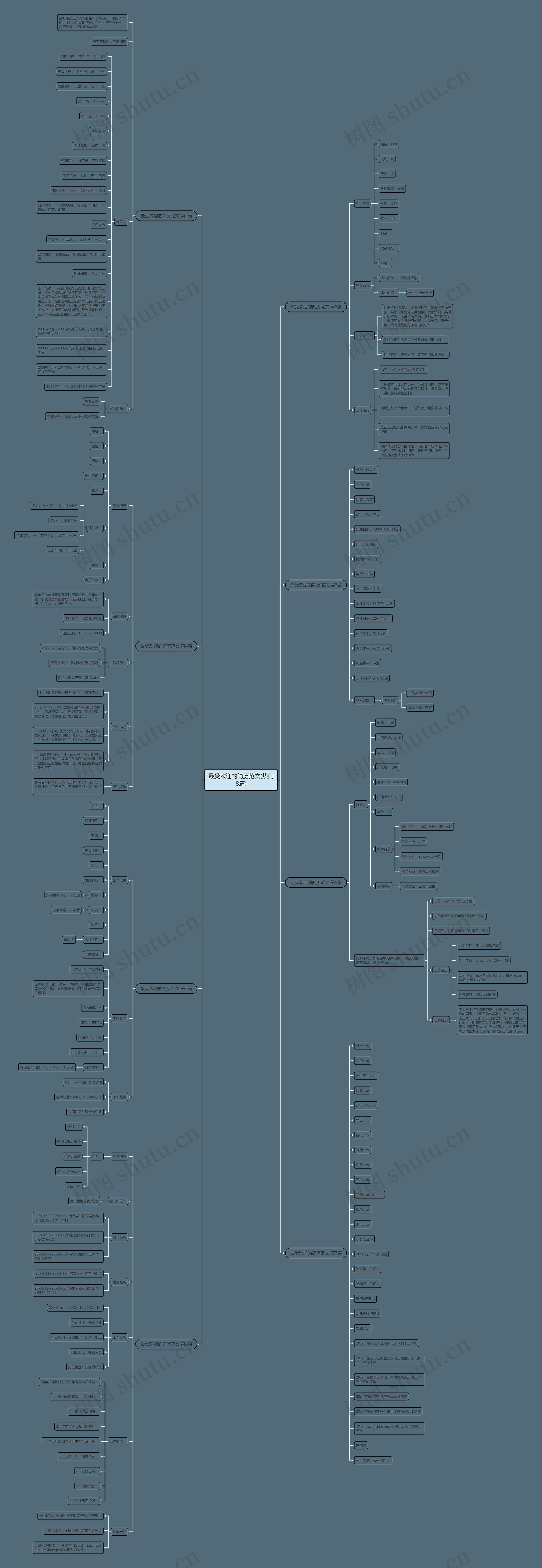 最受欢迎的简历范文(热门8篇)思维导图