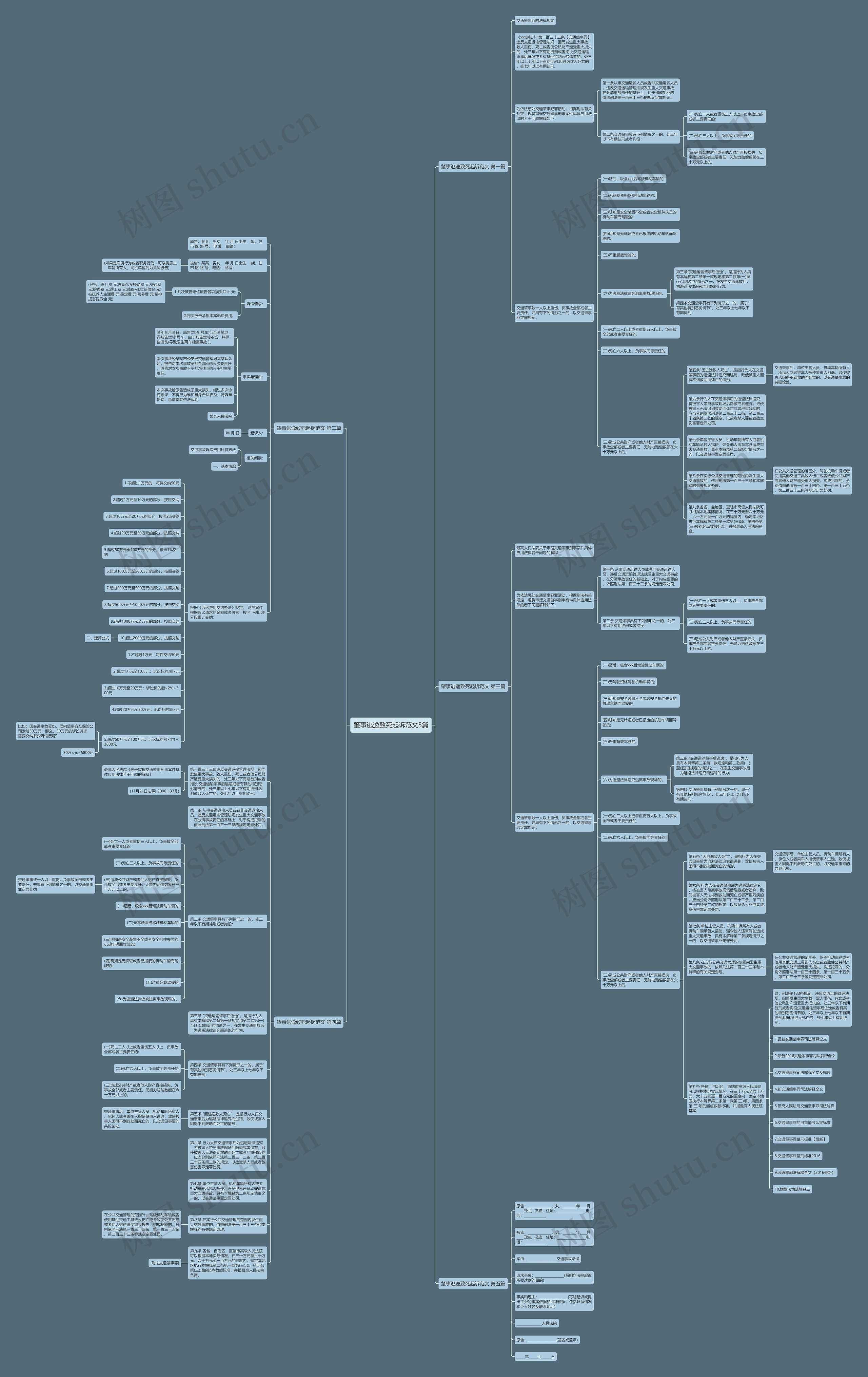 肇事逃逸致死起诉范文5篇思维导图