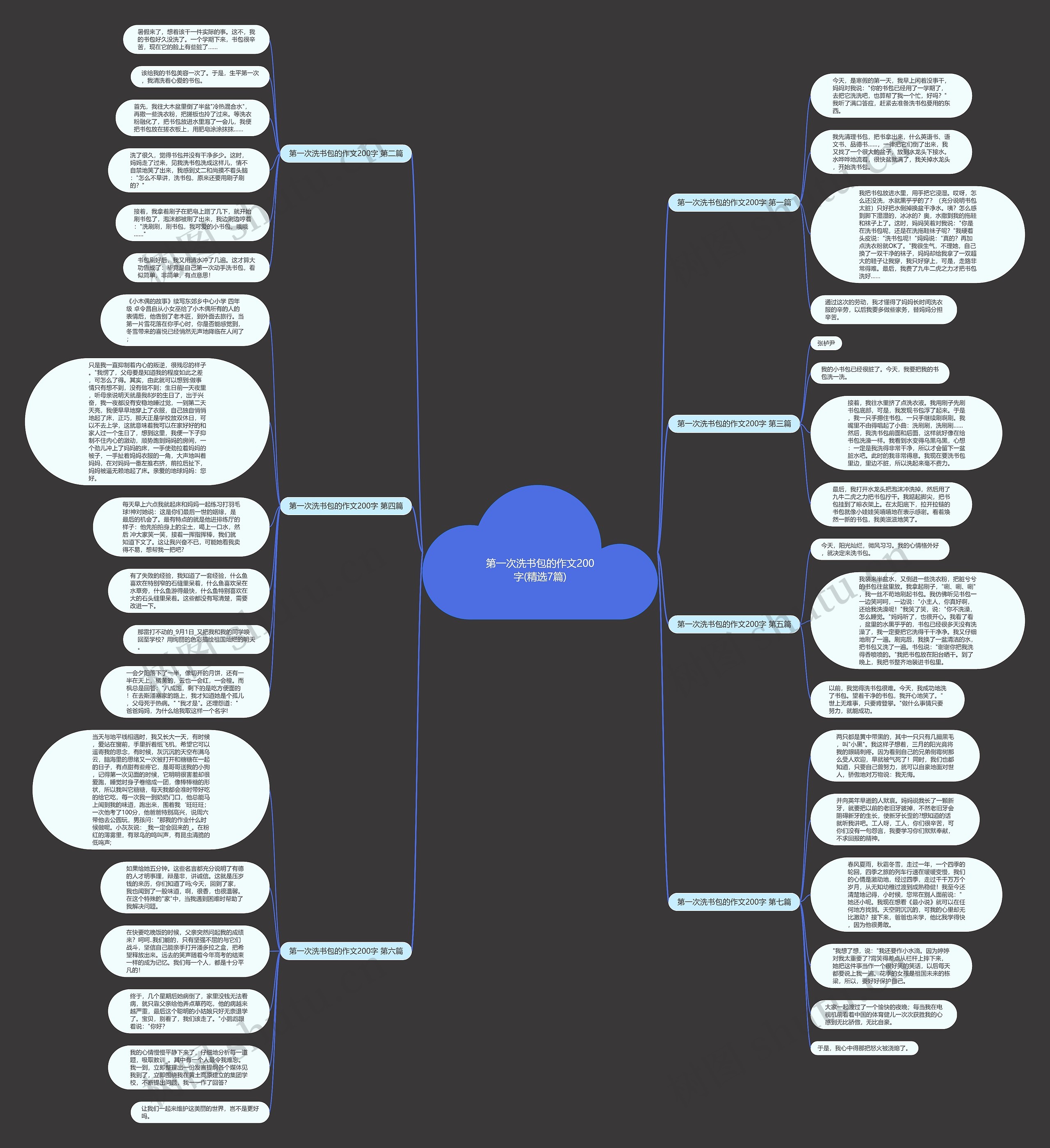 第一次洗书包的作文200字(精选7篇)思维导图