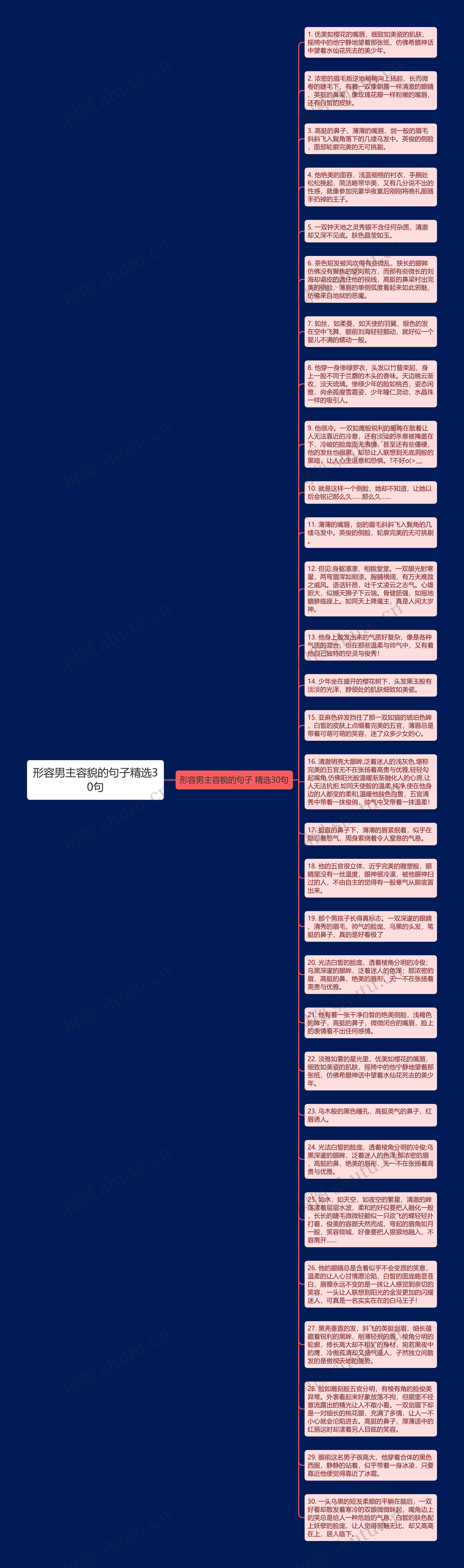 形容男主容貌的句子精选30句思维导图