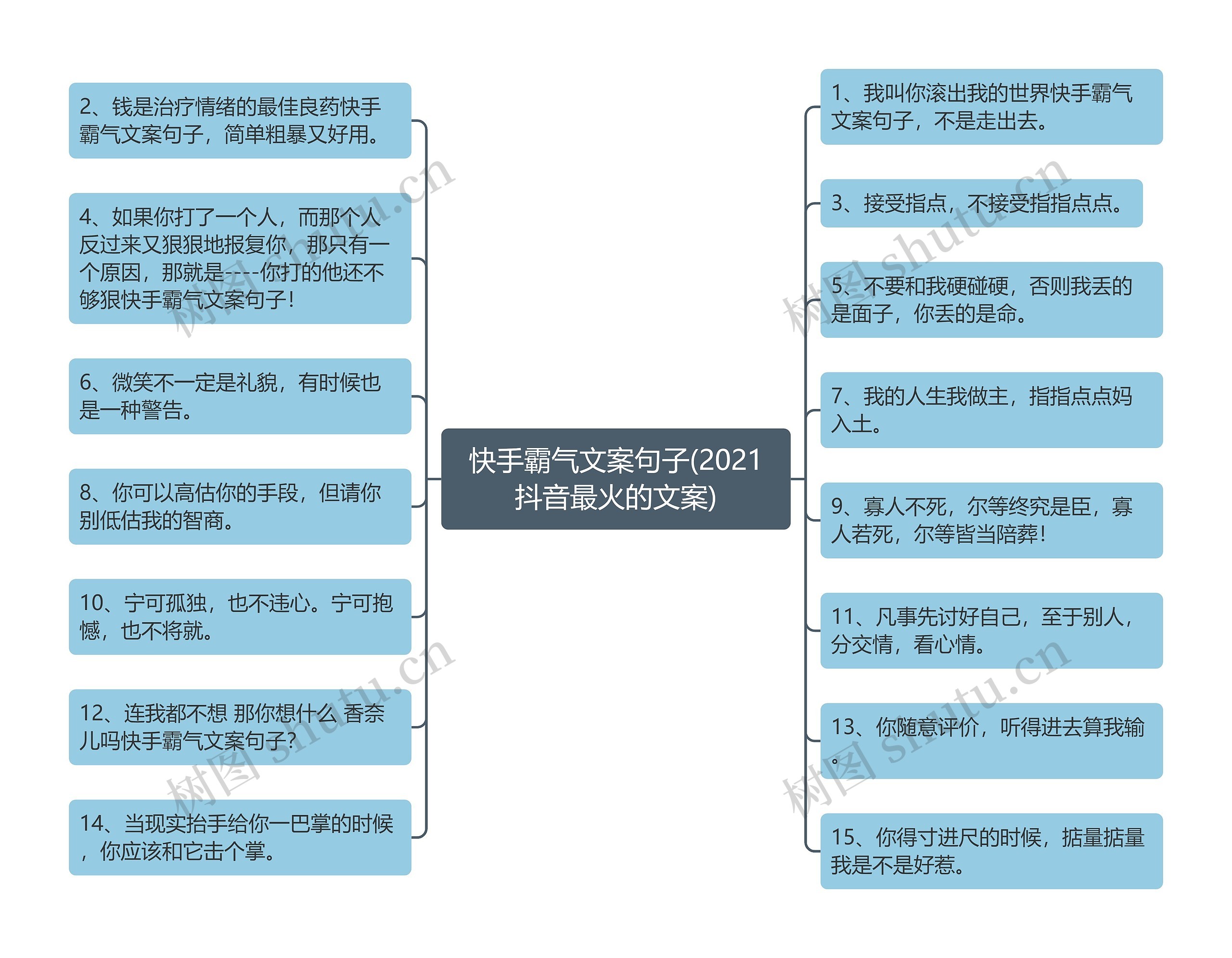 快手霸气文案句子(2021抖音最火的文案)思维导图