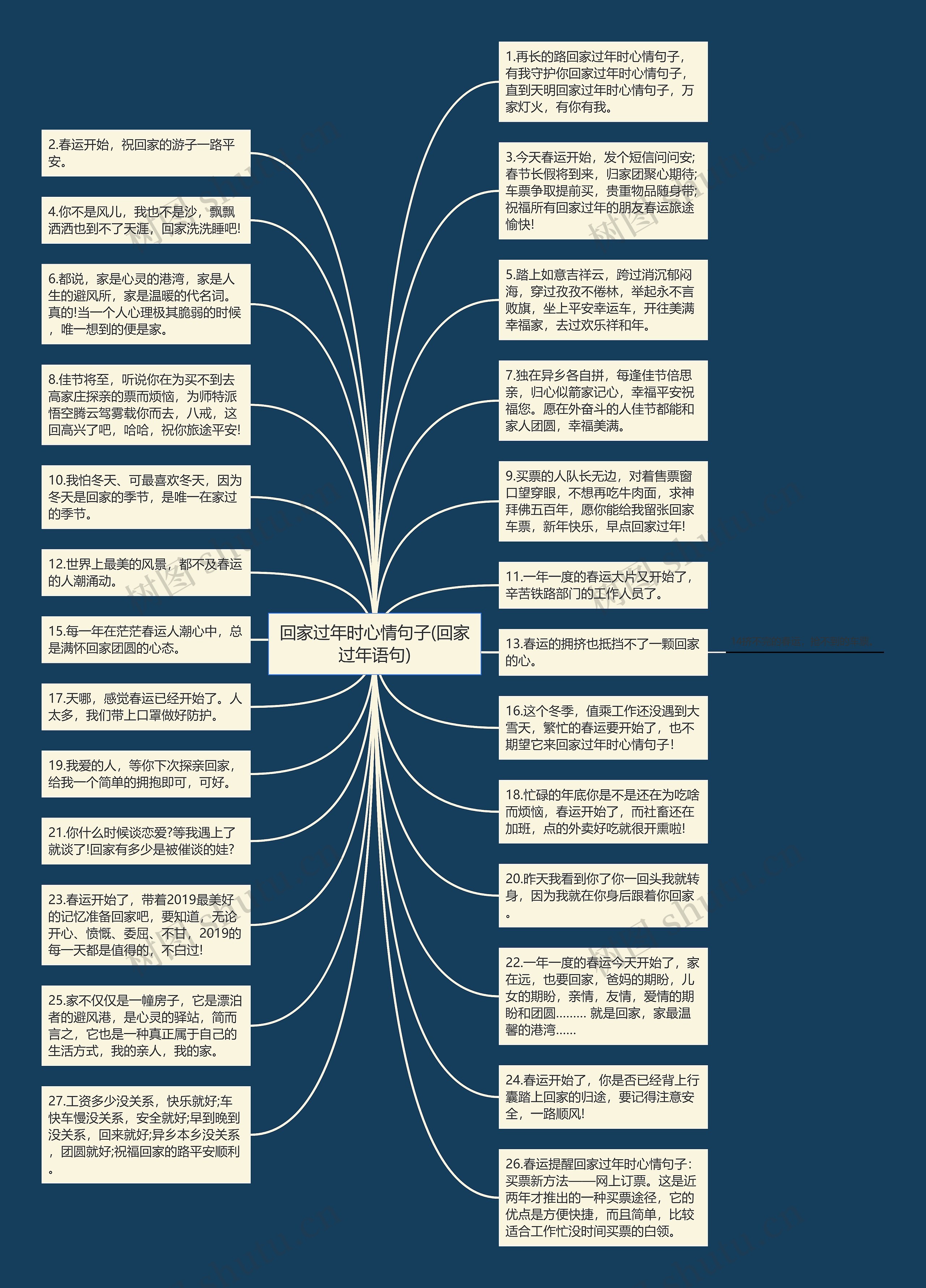 回家过年时心情句子(回家过年语句)思维导图