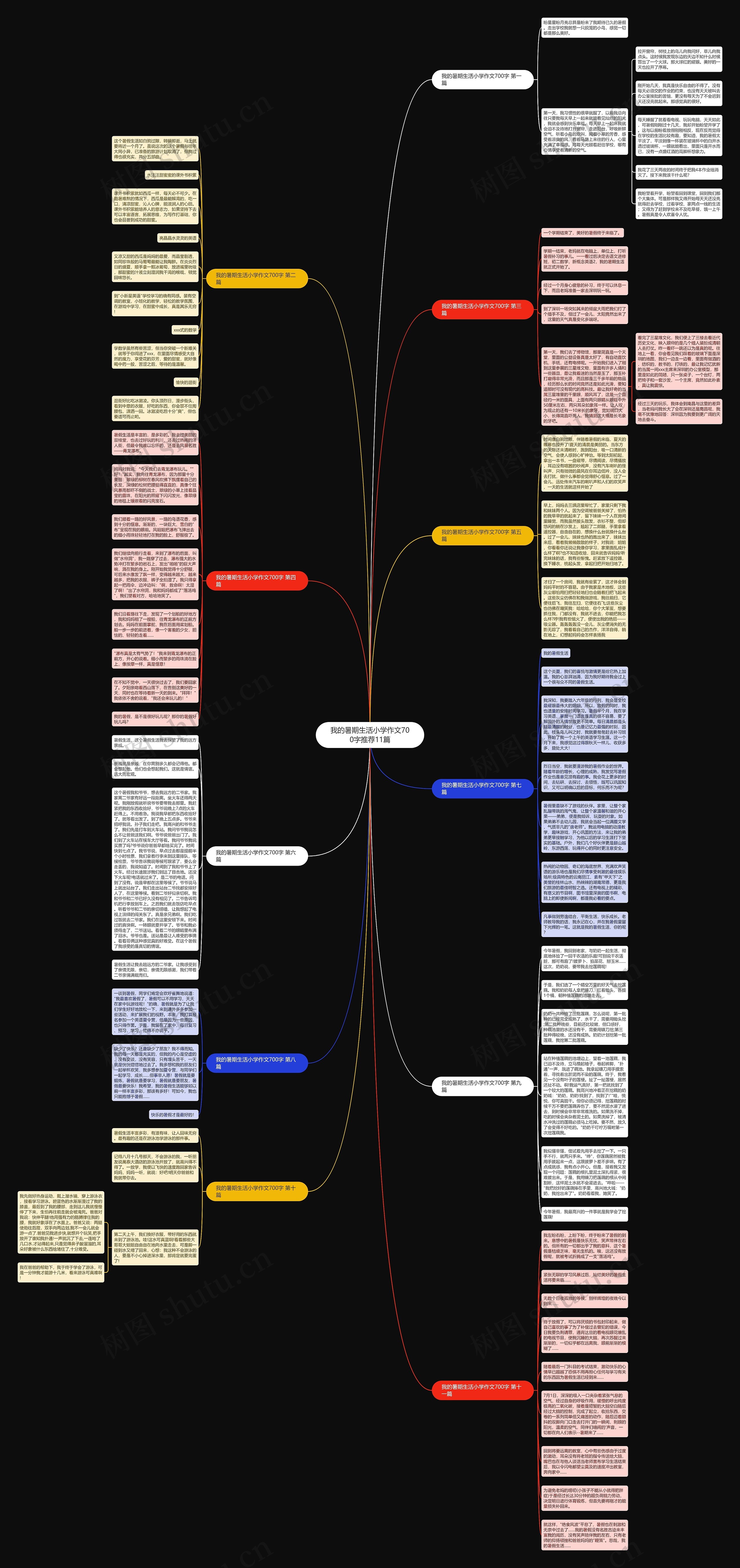 我的暑期生活小学作文700字推荐11篇思维导图