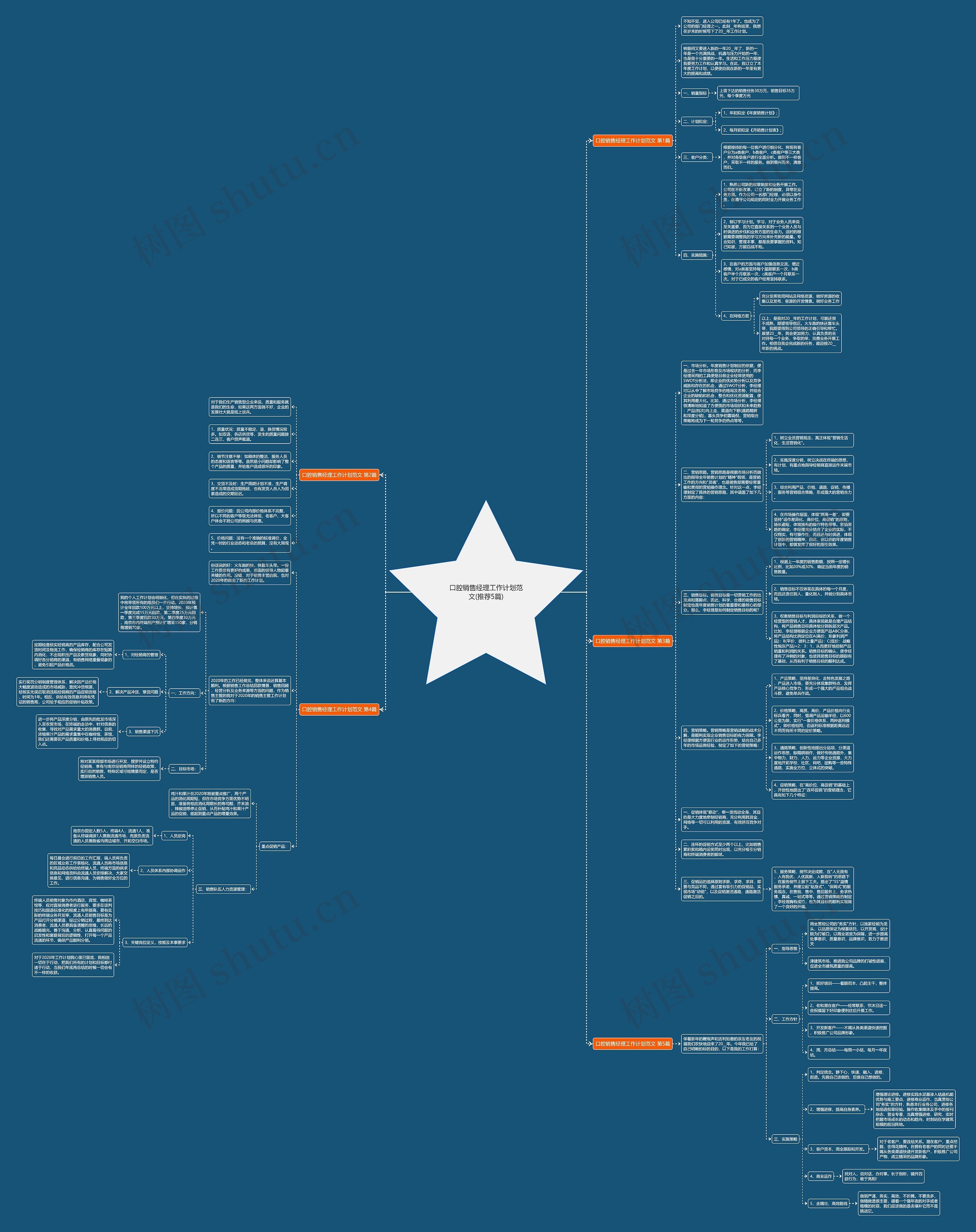 口腔销售经理工作计划范文(推荐5篇)思维导图