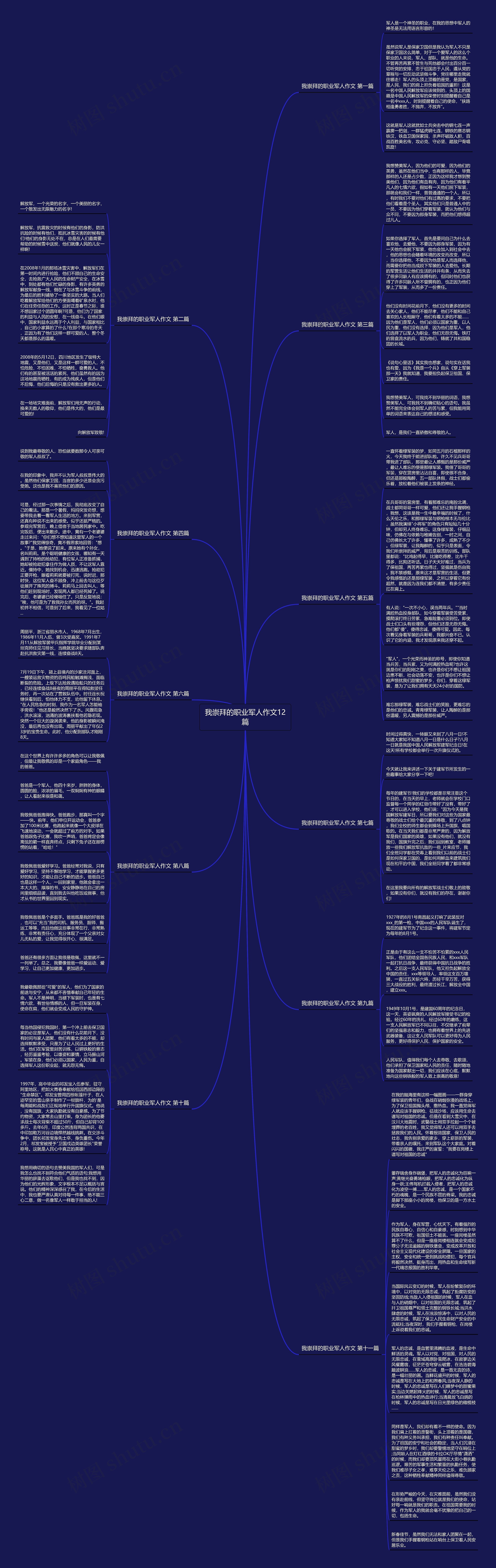 我崇拜的职业军人作文12篇思维导图