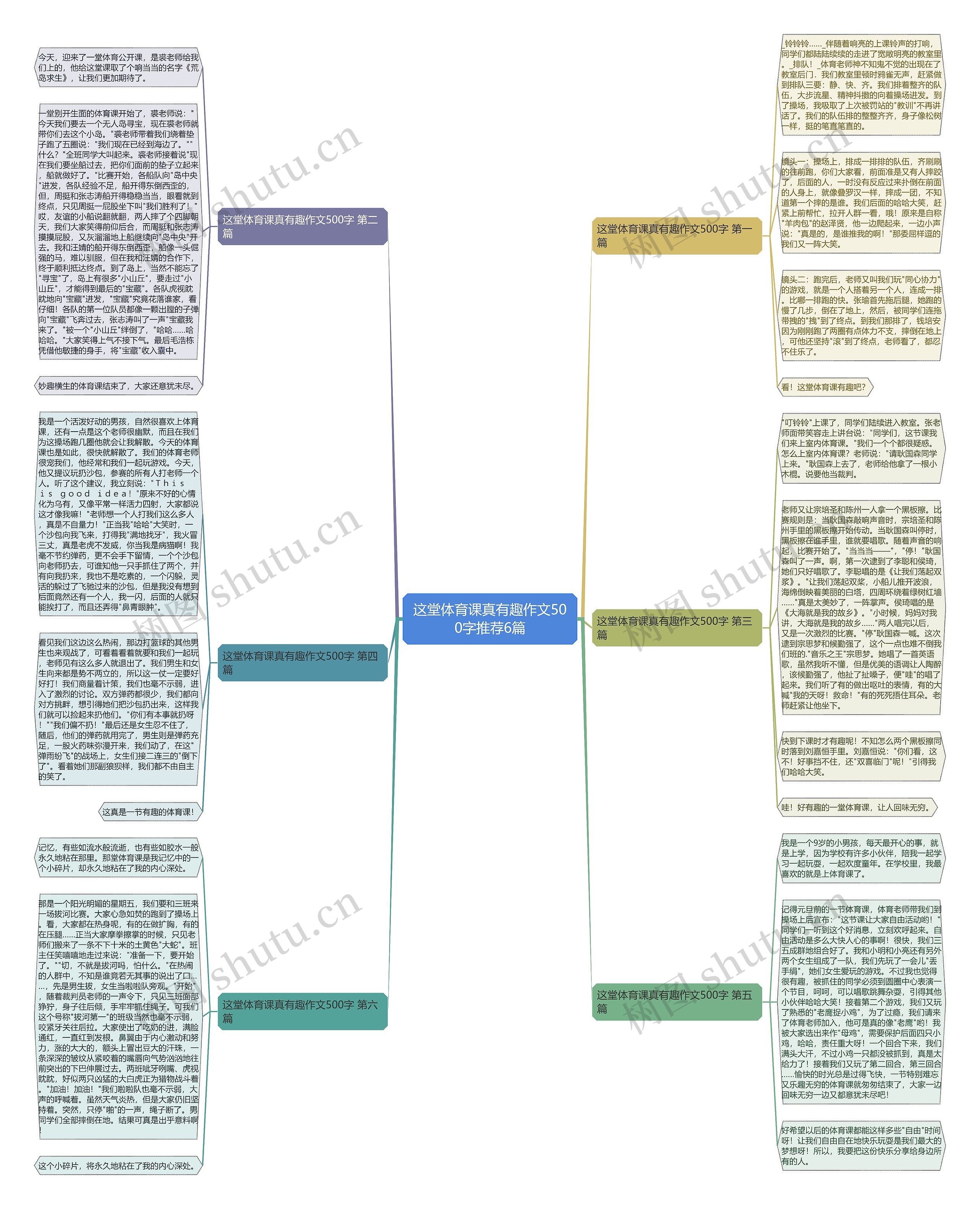 这堂体育课真有趣作文500字推荐6篇思维导图