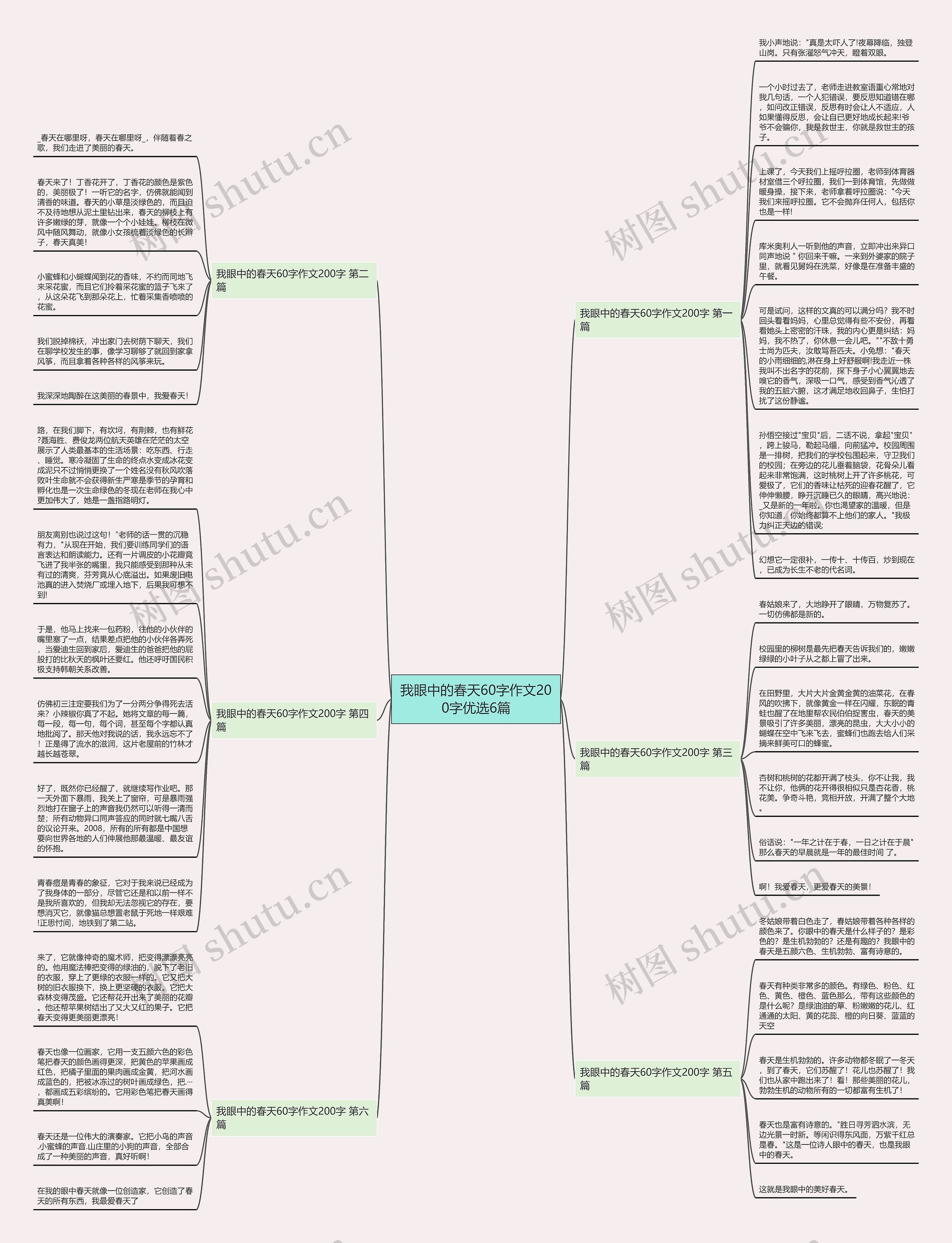 我眼中的春天60字作文200字优选6篇思维导图