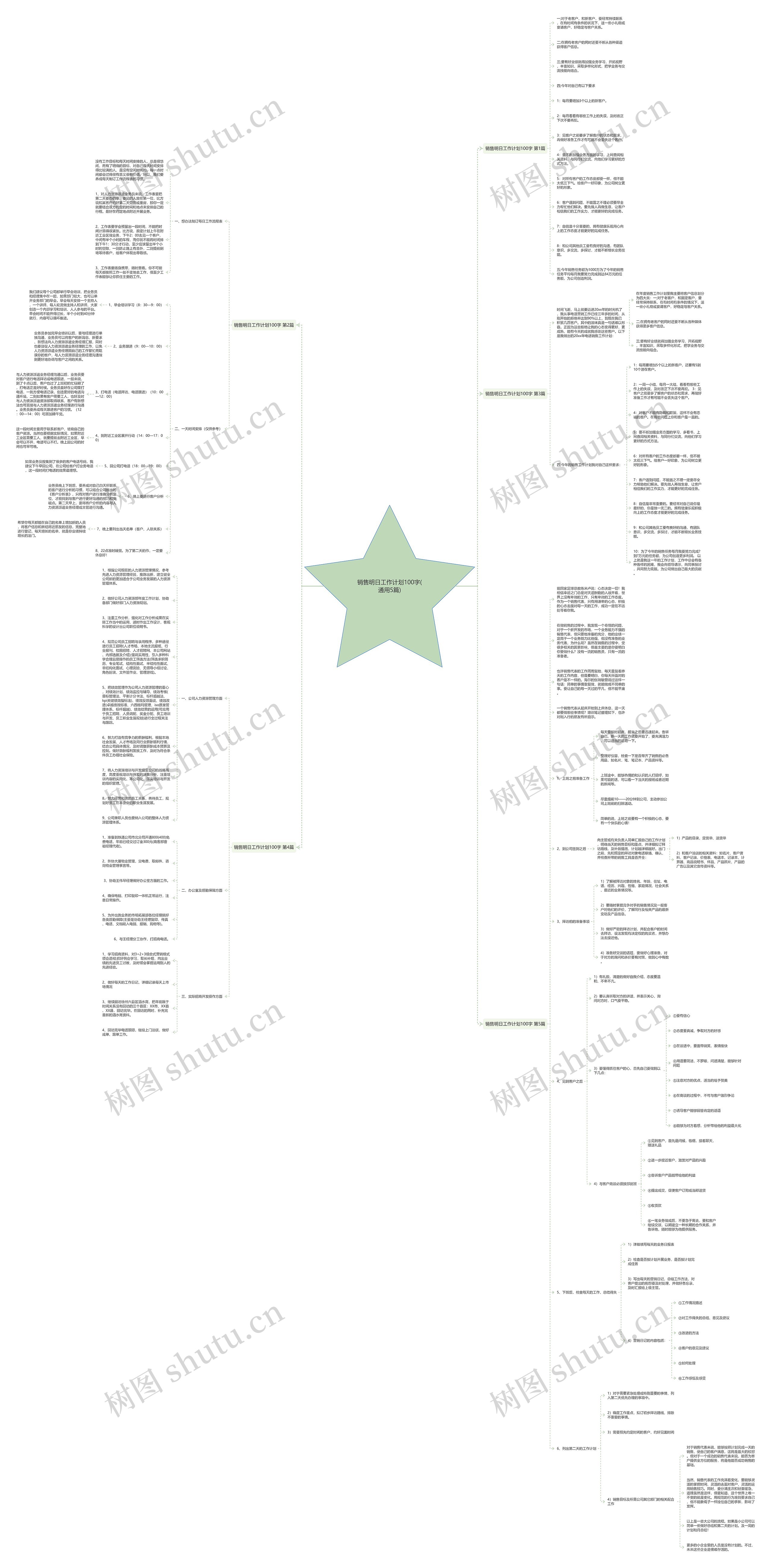 销售明日工作计划100字(通用5篇)思维导图