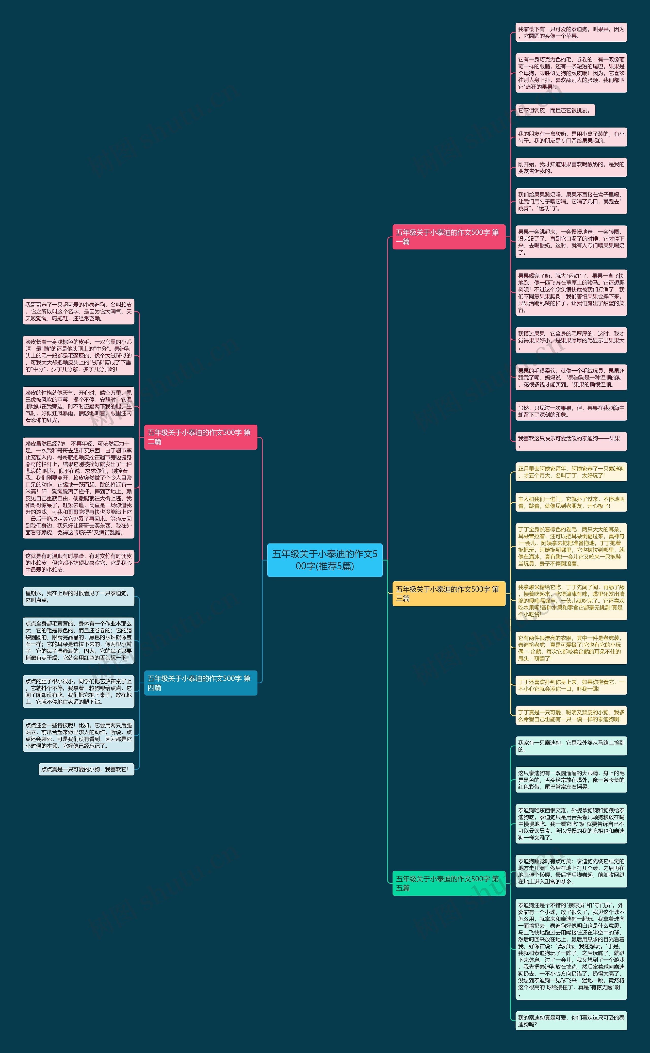五年级关于小泰迪的作文500字(推荐5篇)思维导图