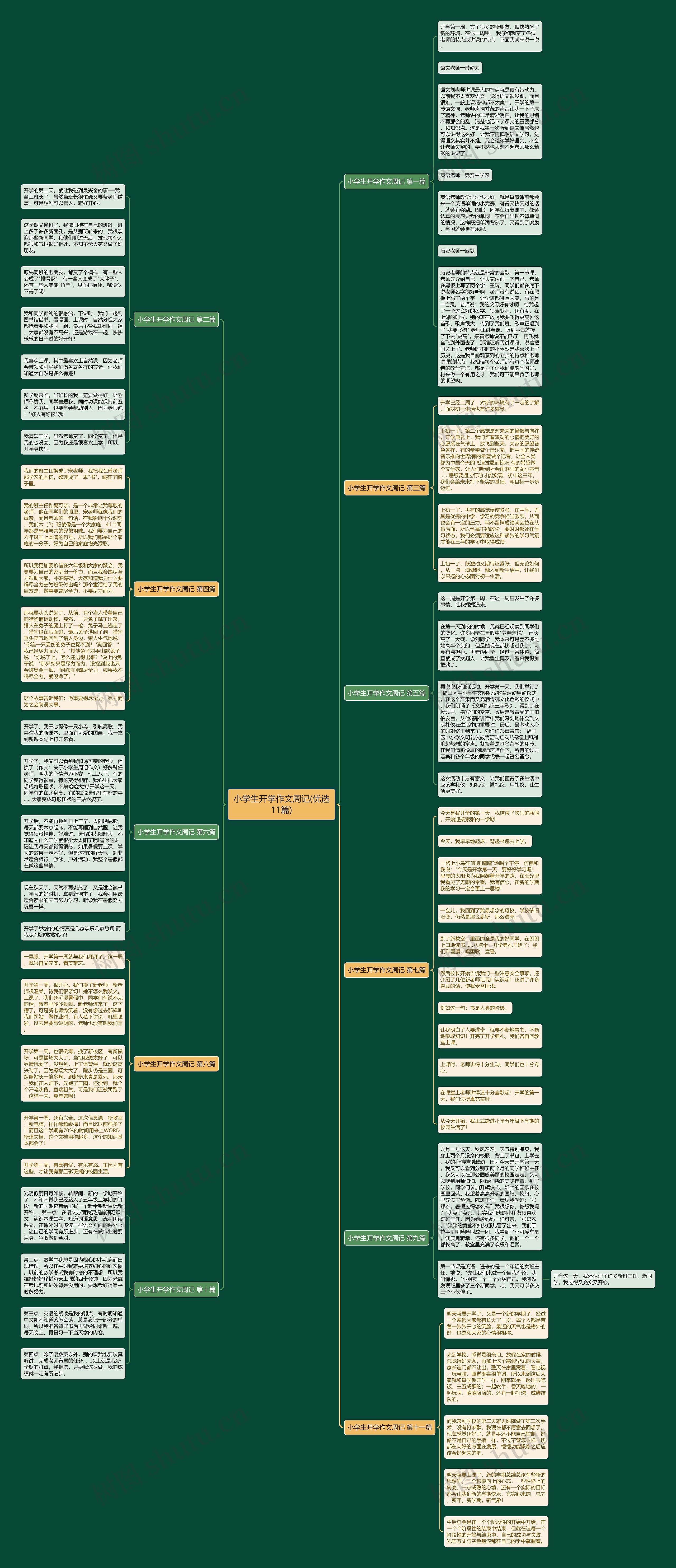 小学生开学作文周记(优选11篇)思维导图