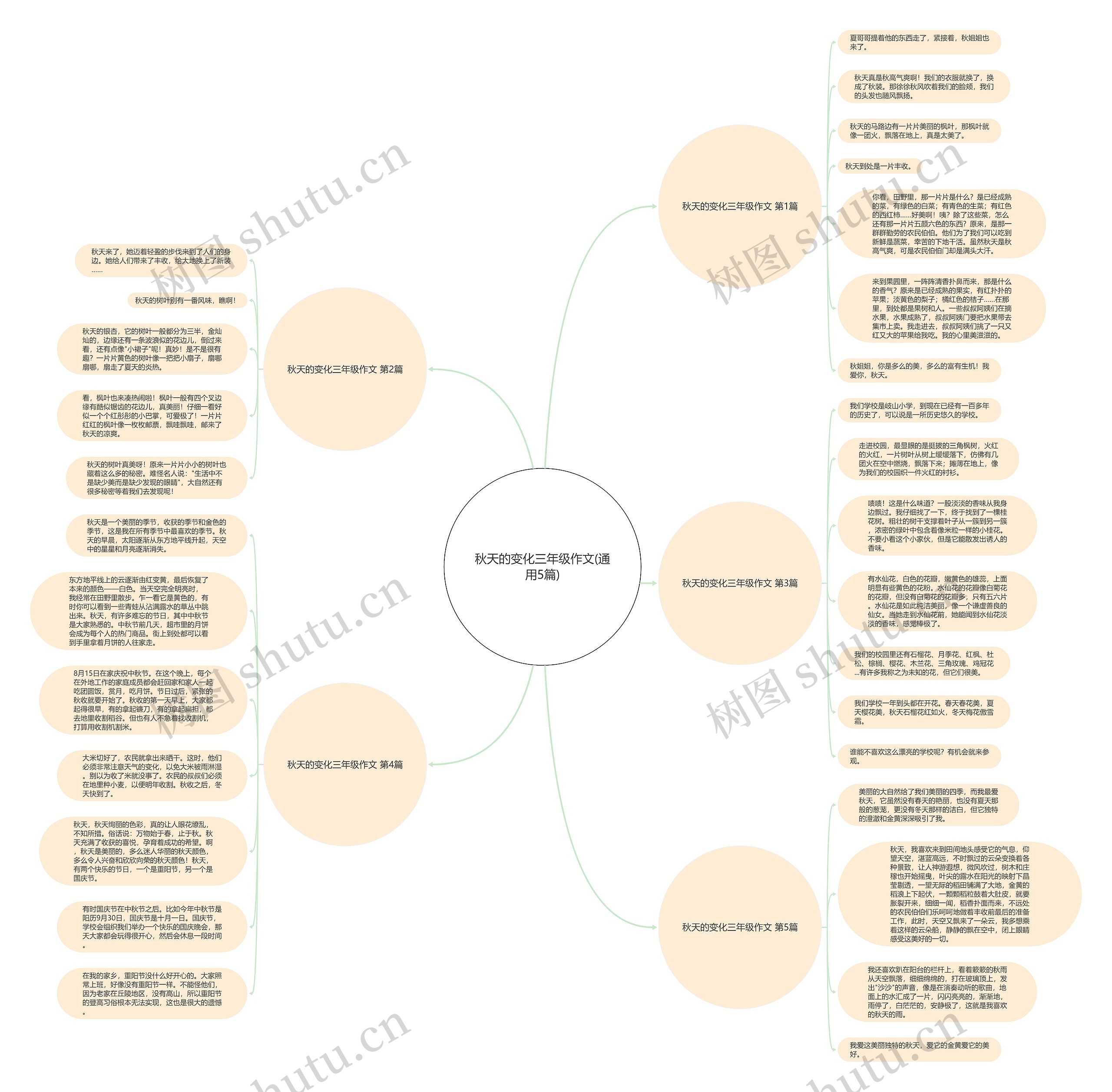 秋天的变化三年级作文(通用5篇)思维导图