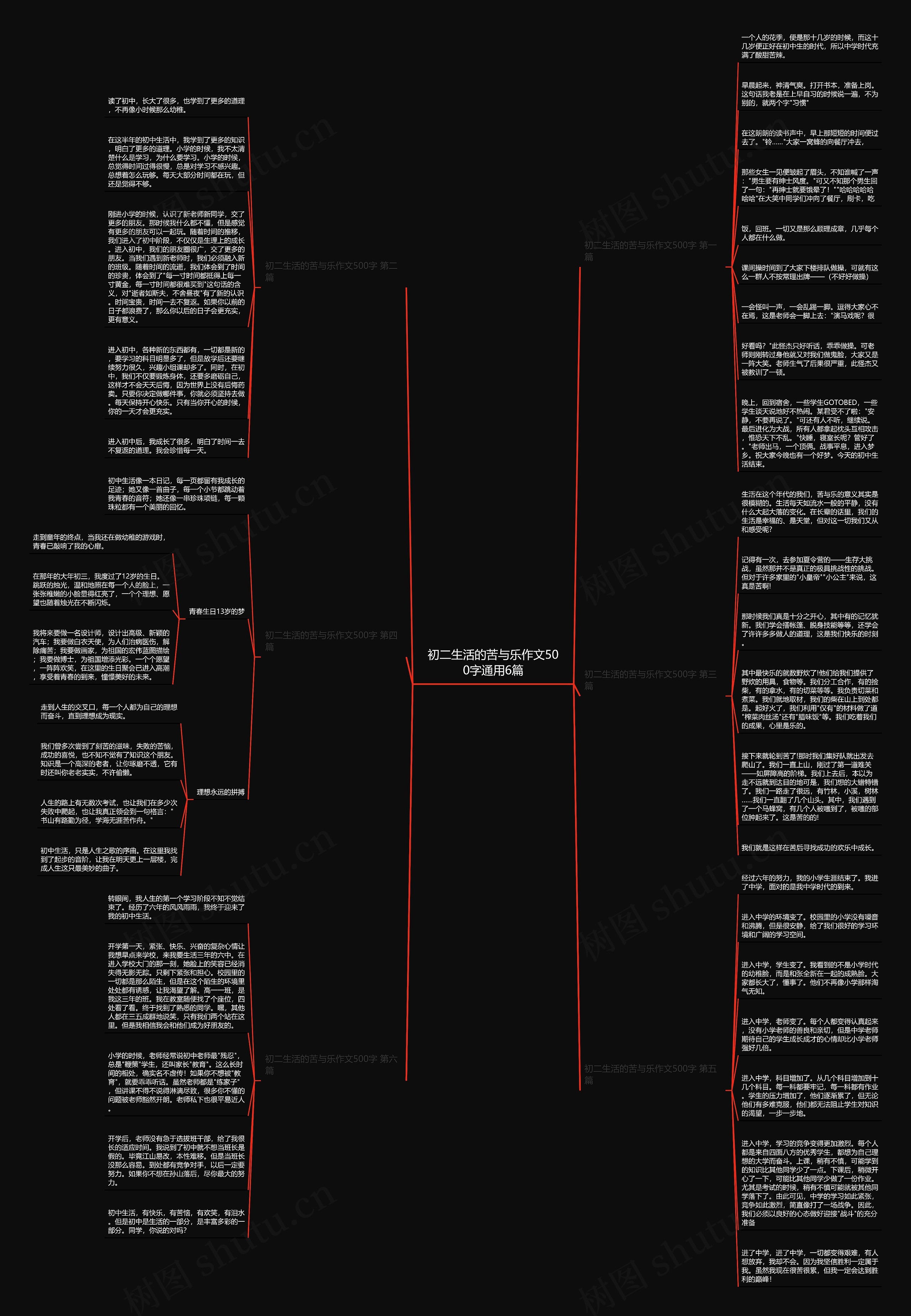 初二生活的苦与乐作文500字通用6篇思维导图