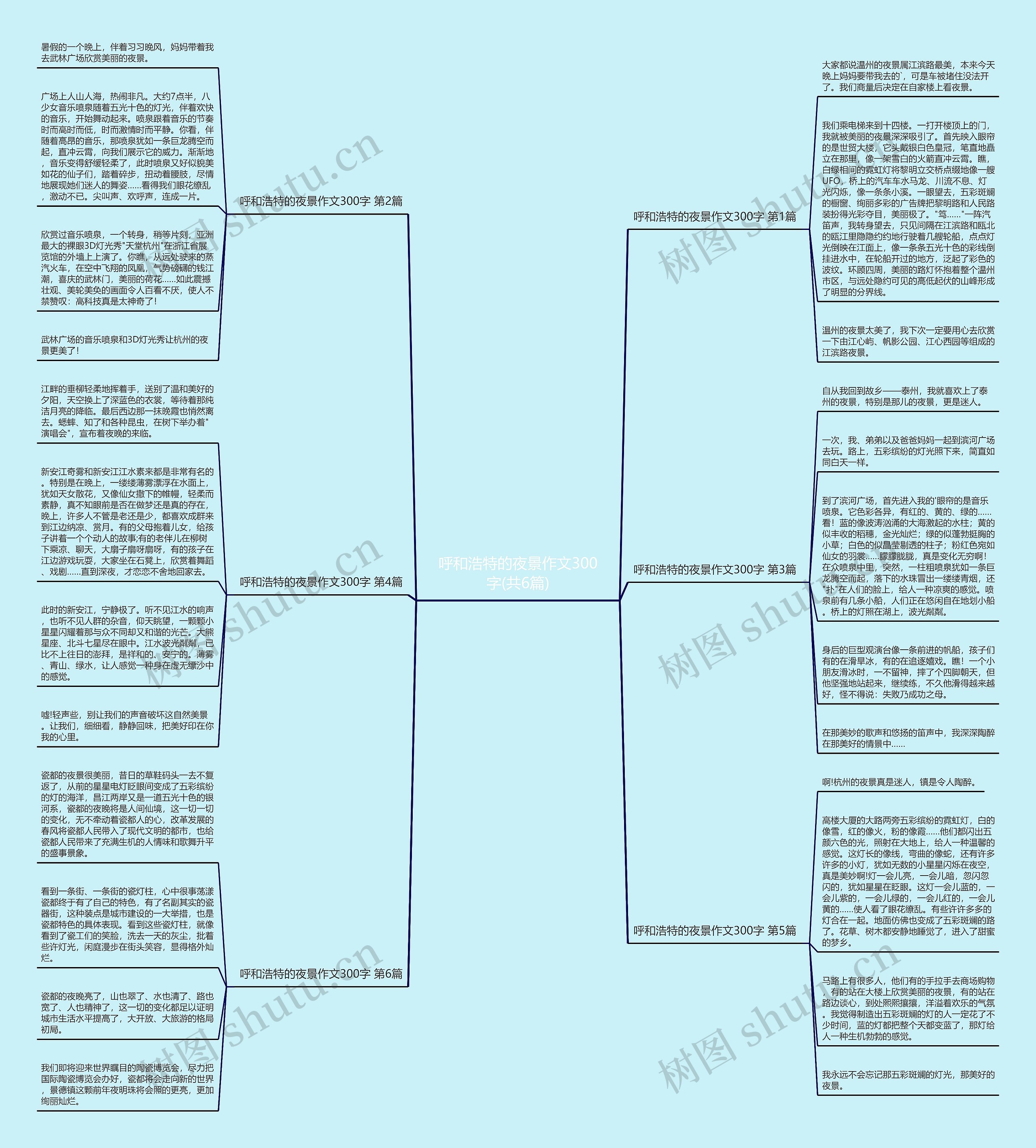 呼和浩特的夜景作文300字(共6篇)思维导图