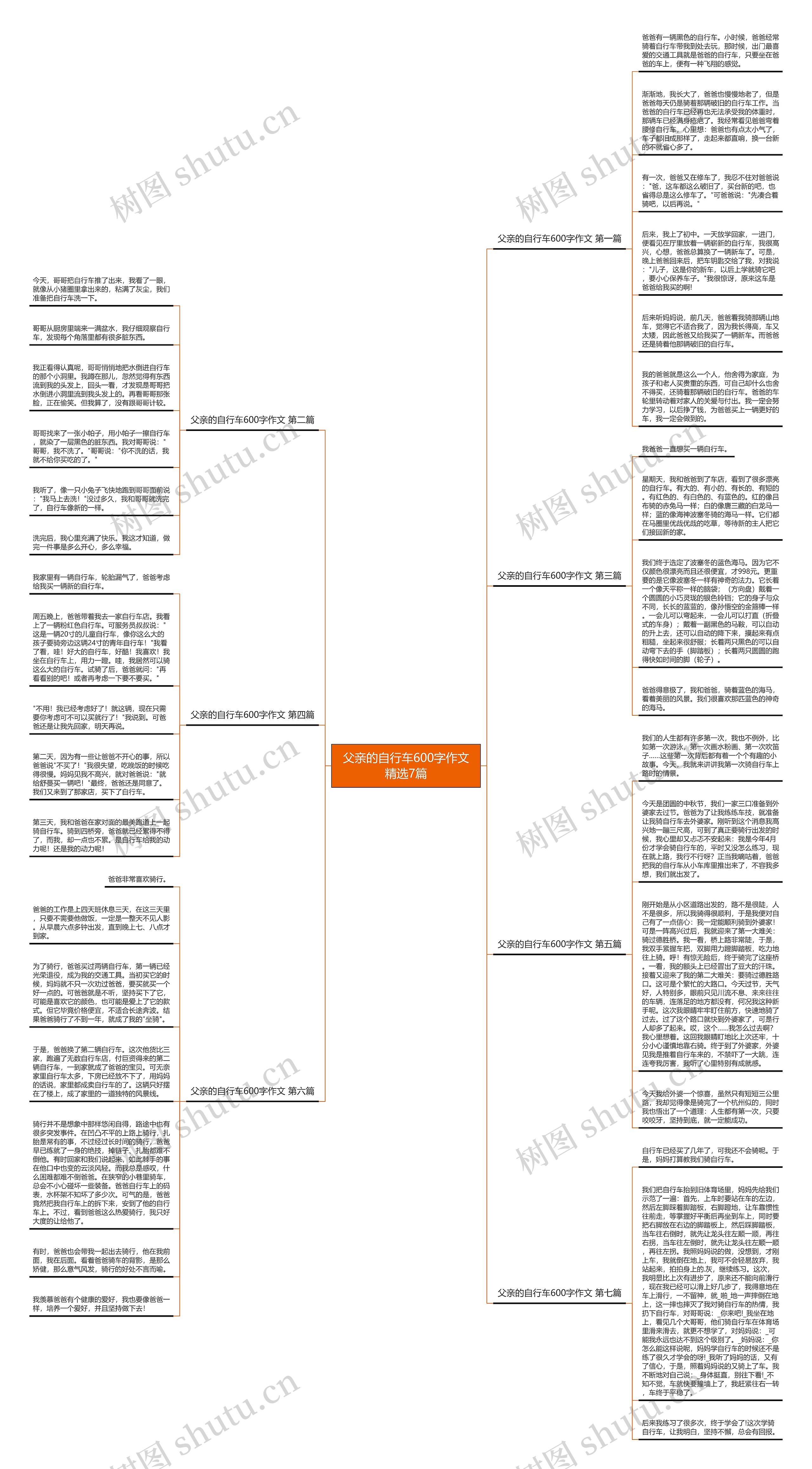父亲的自行车600字作文精选7篇思维导图