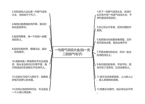 一句霸气说说大全(独一无二的霸气句子)