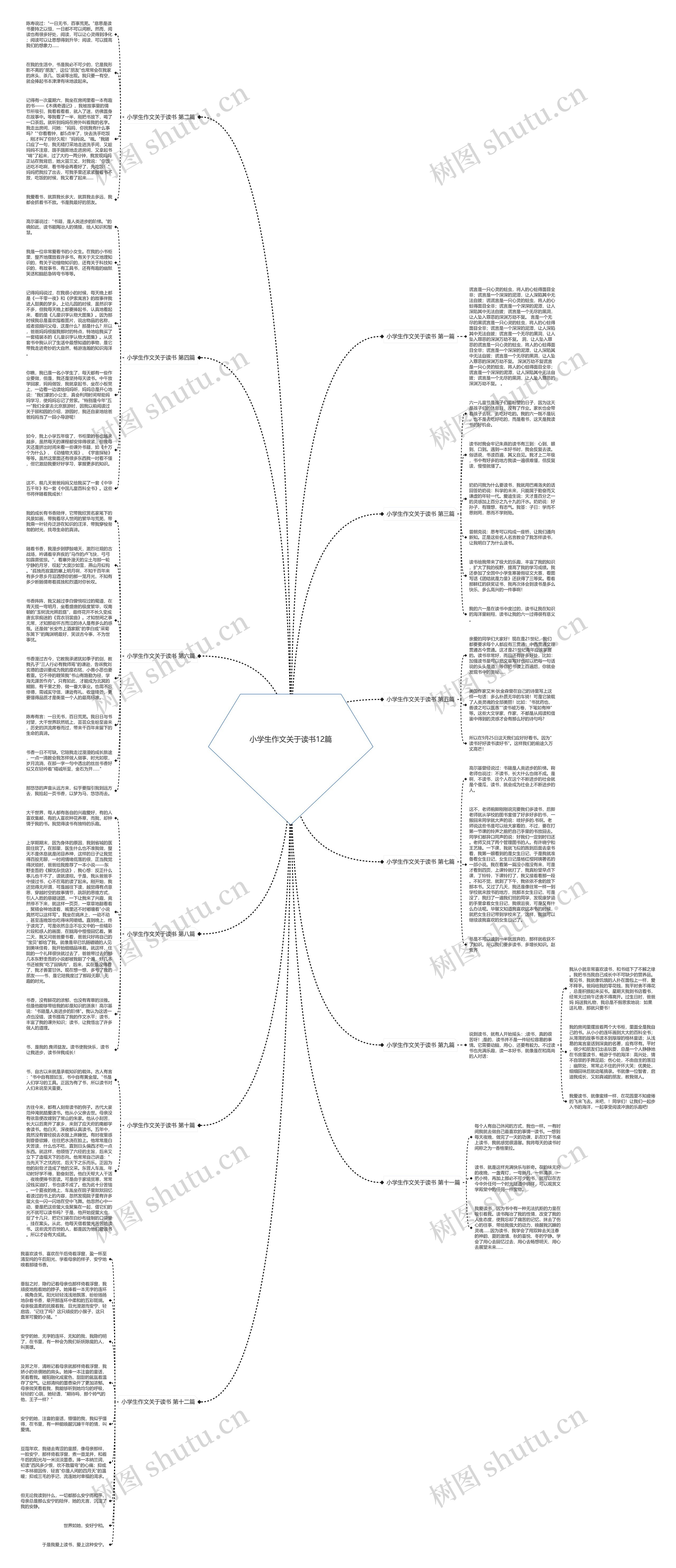 小学生作文关于读书12篇思维导图