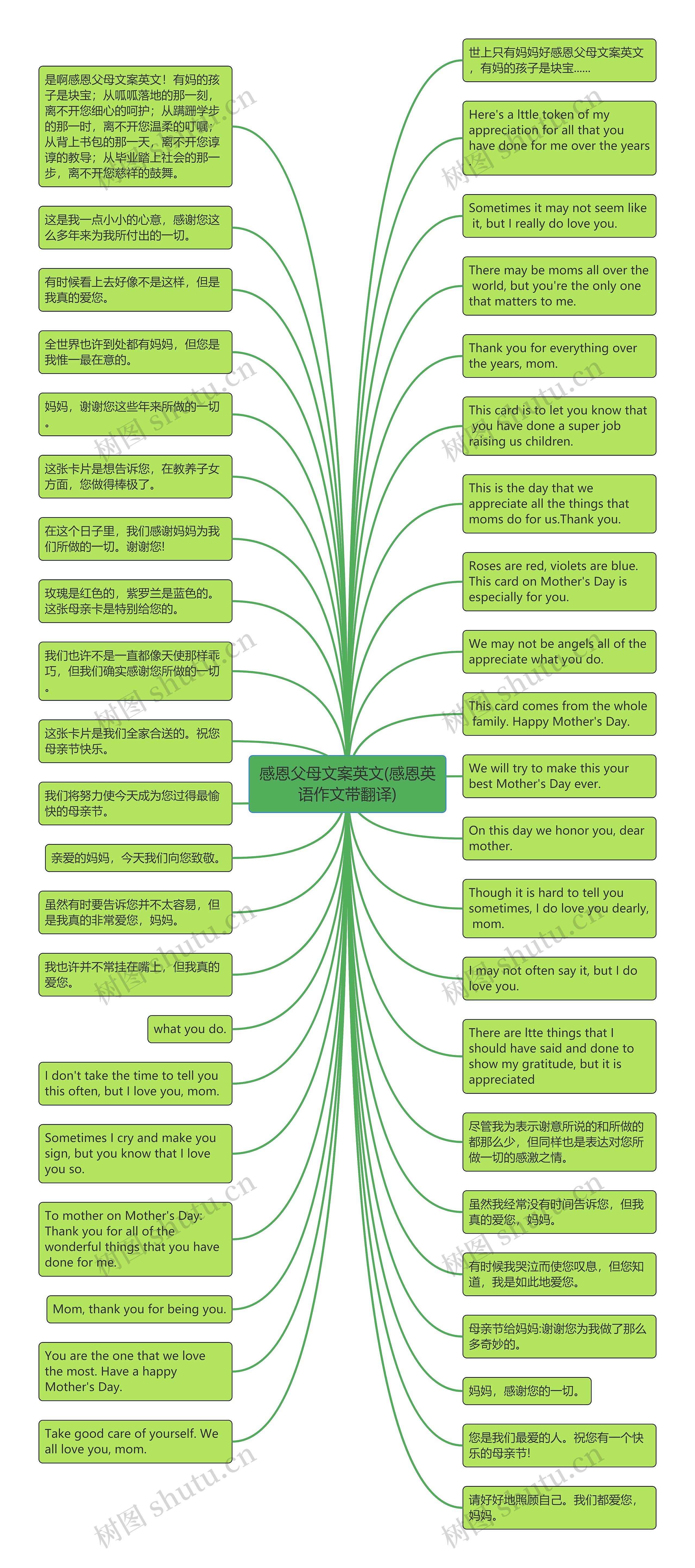 感恩父母文案英文(感恩英语作文带翻译)思维导图