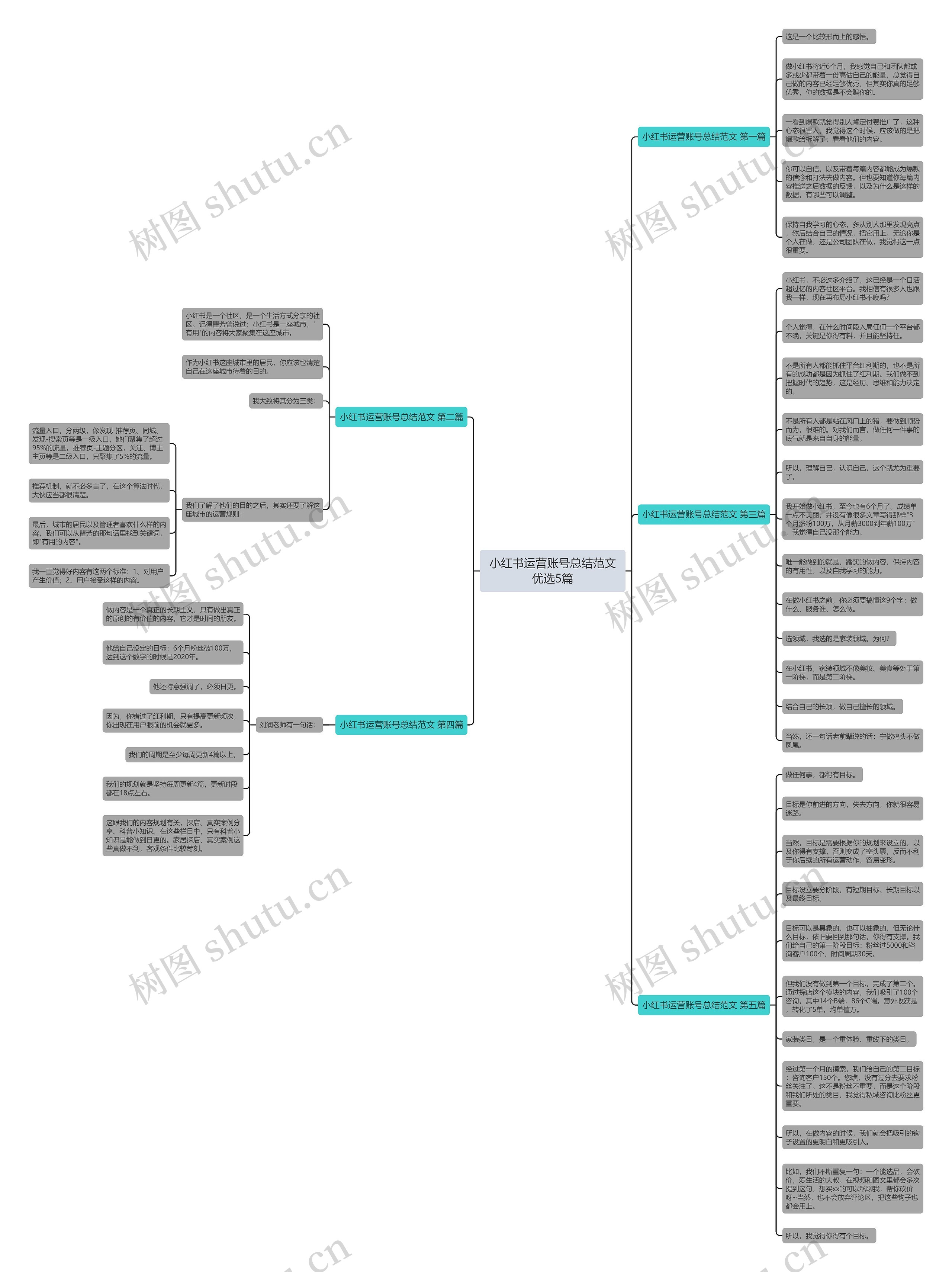 小红书运营账号总结范文优选5篇思维导图