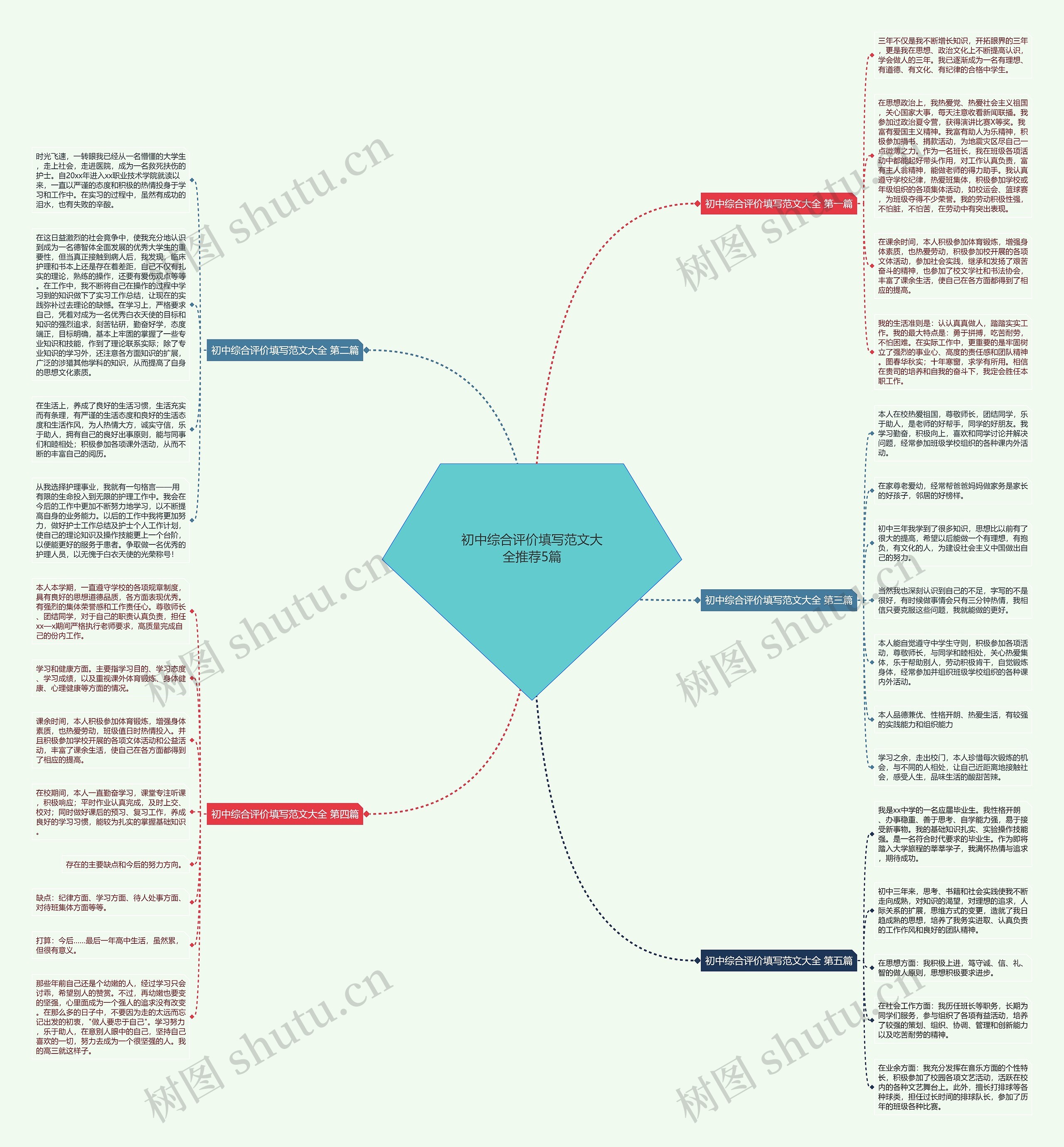 初中综合评价填写范文大全推荐5篇思维导图