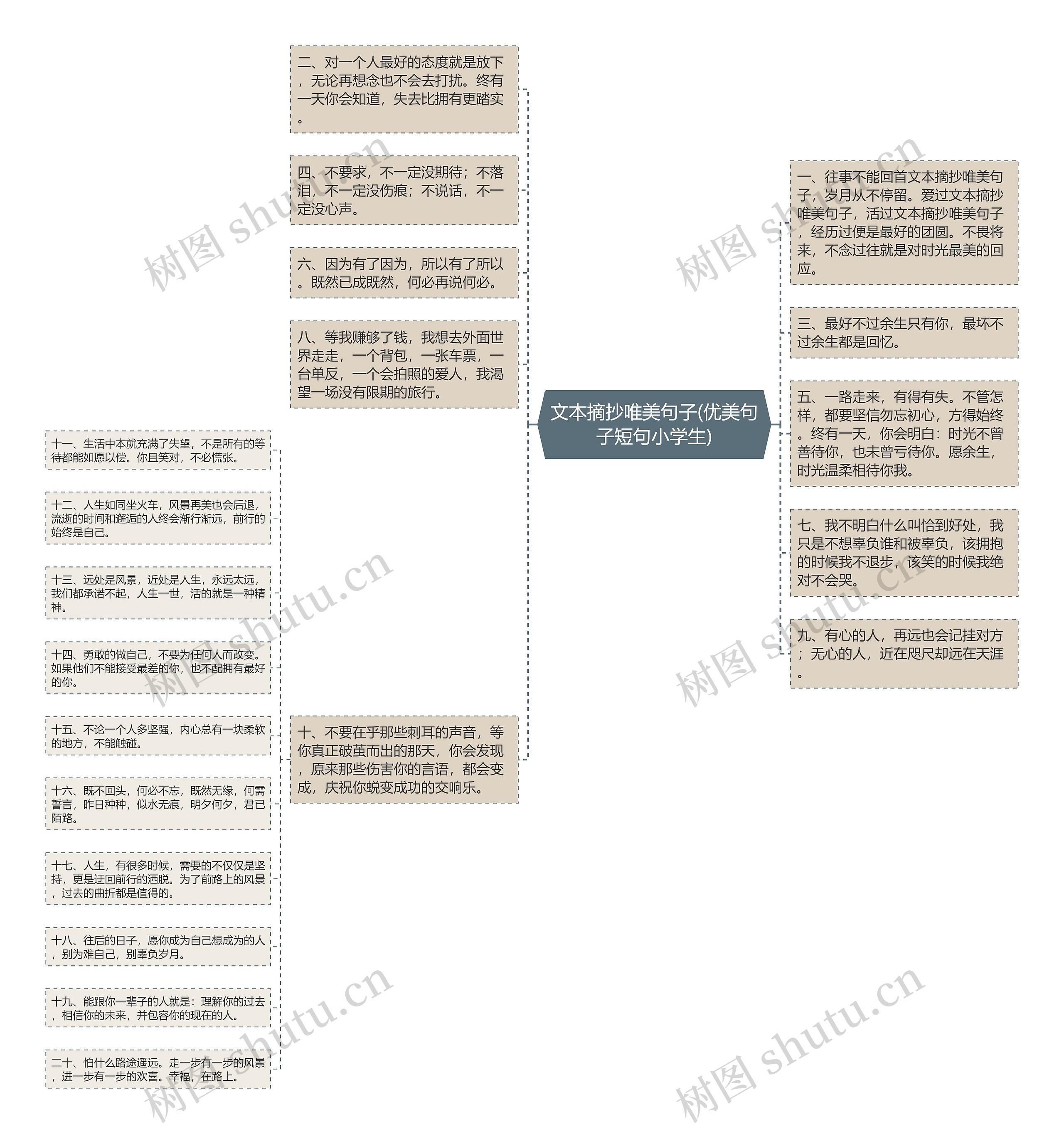 文本摘抄唯美句子(优美句子短句小学生)思维导图