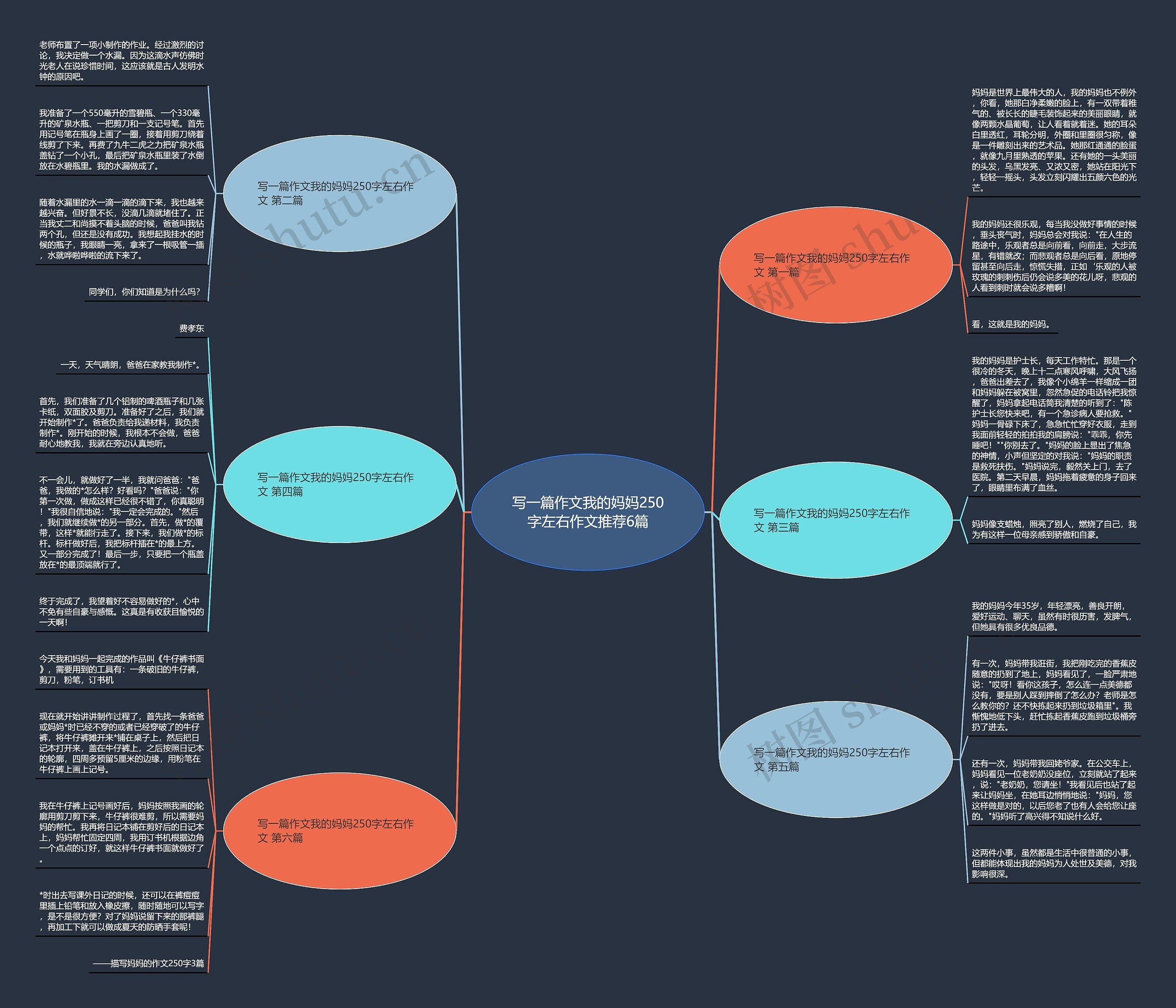写一篇作文我的妈妈250字左右作文推荐6篇思维导图
