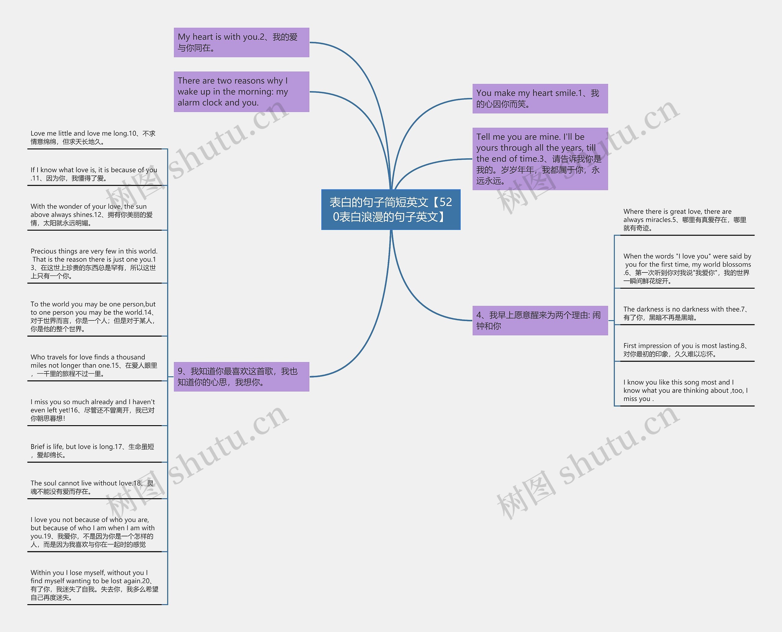 表白的句子简短英文【520表白浪漫的句子英文】思维导图