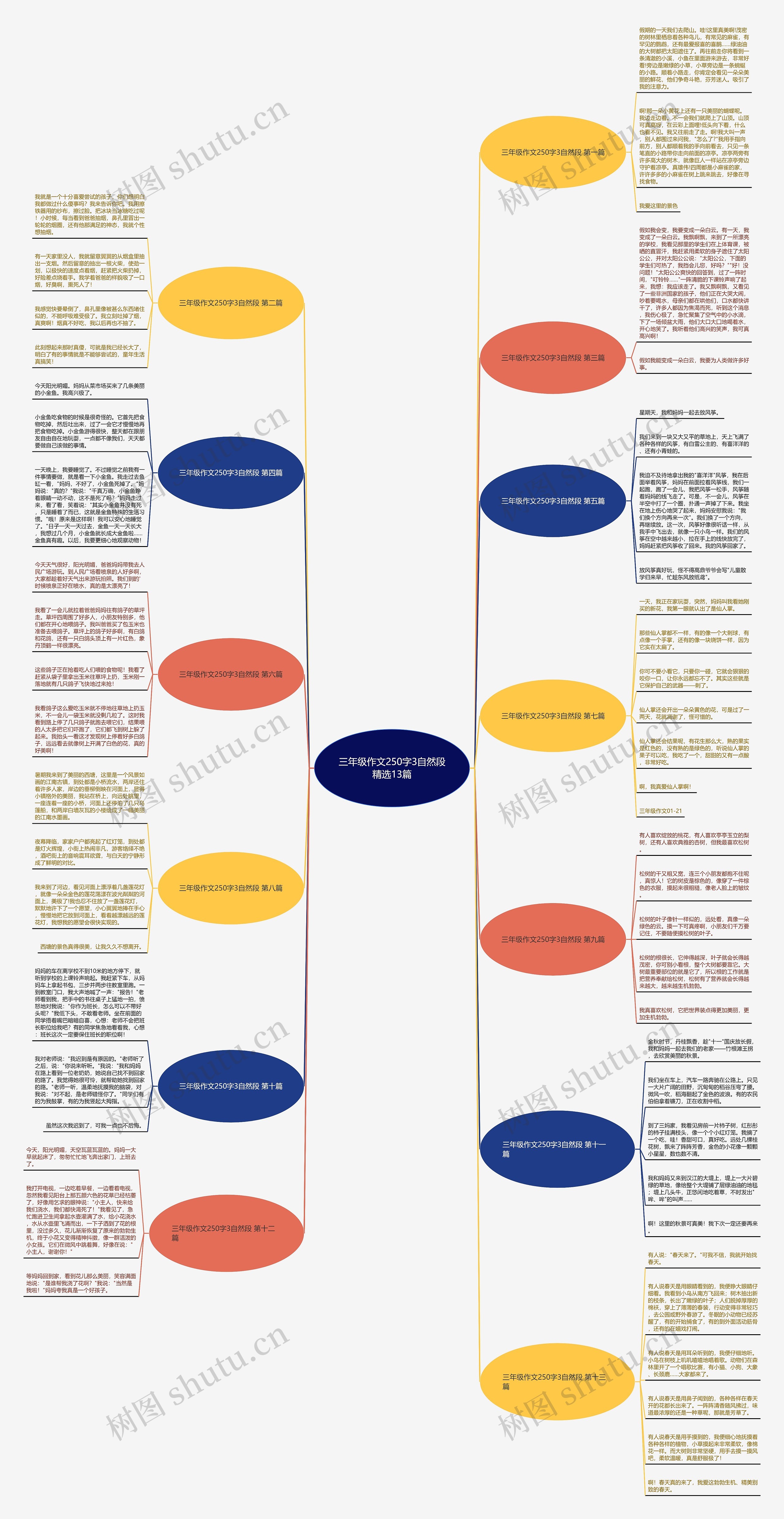 三年级作文250字3自然段精选13篇思维导图