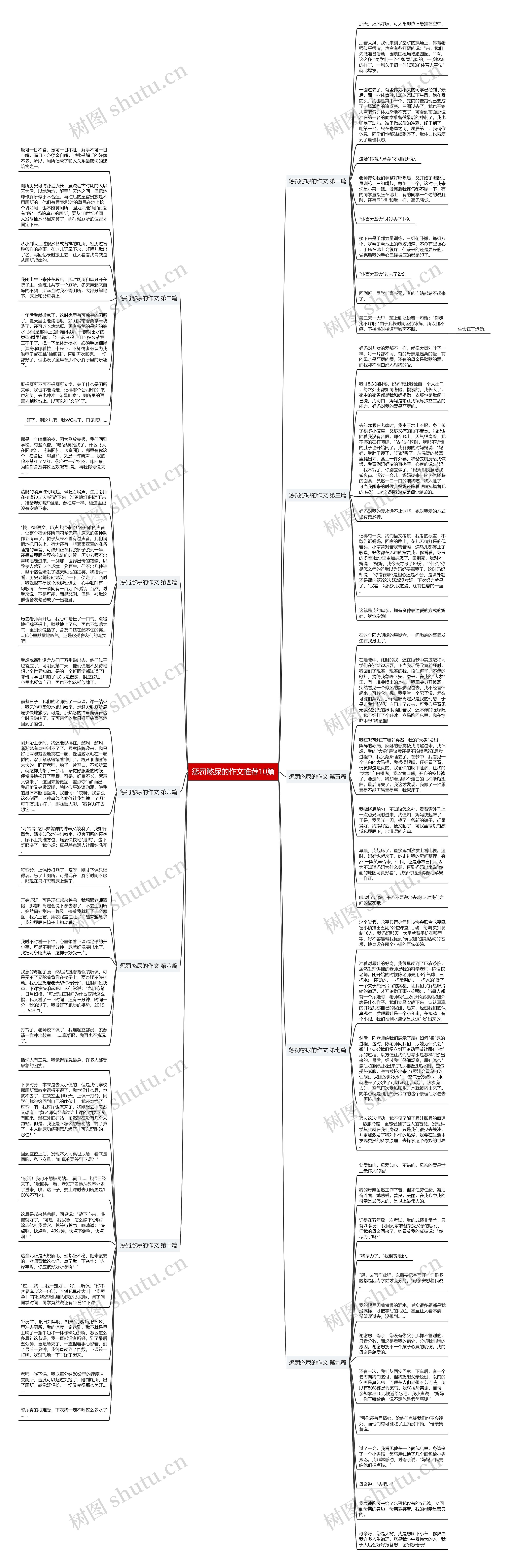 惩罚憋尿的作文推荐10篇思维导图