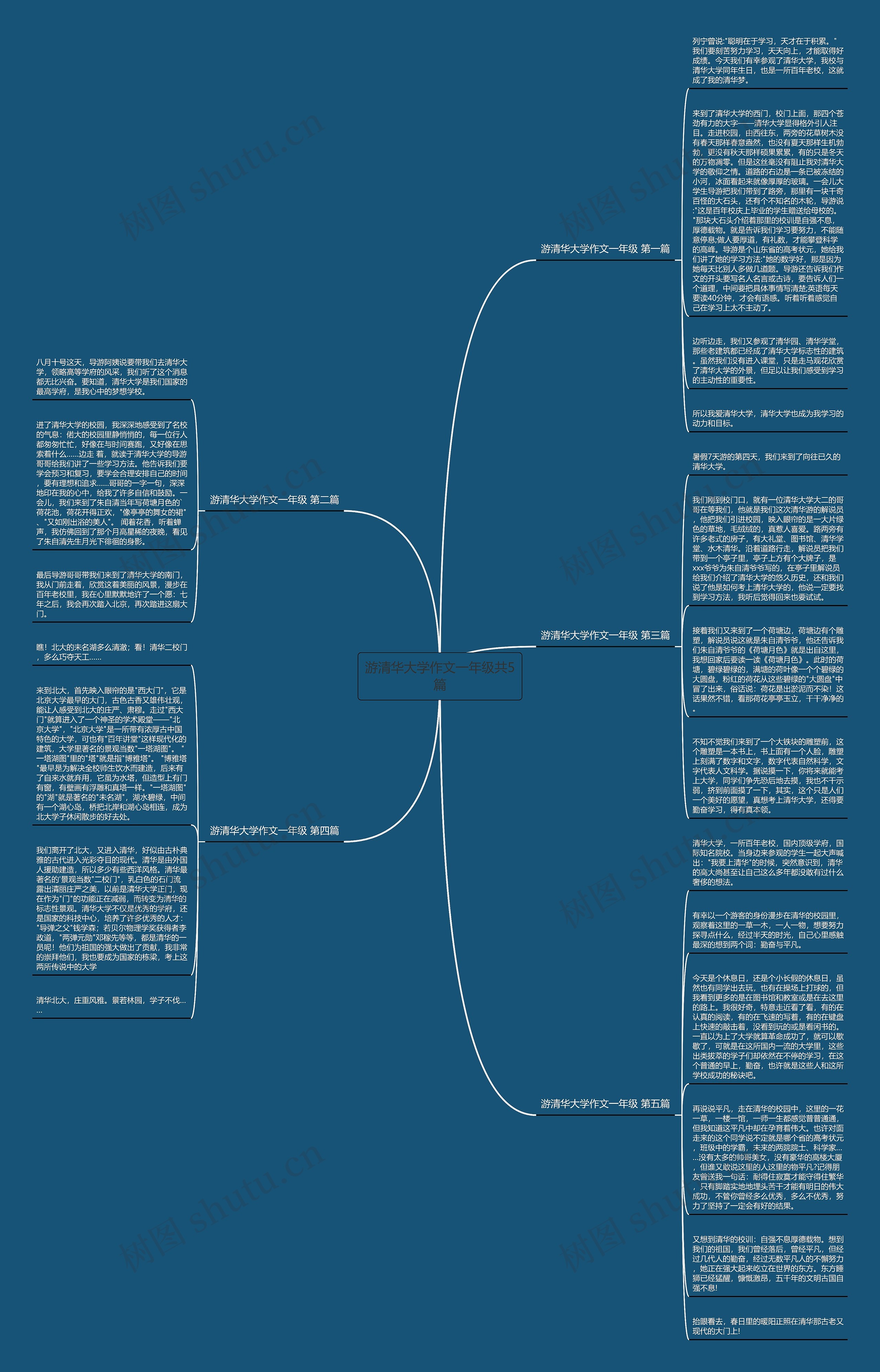 游清华大学作文一年级共5篇思维导图