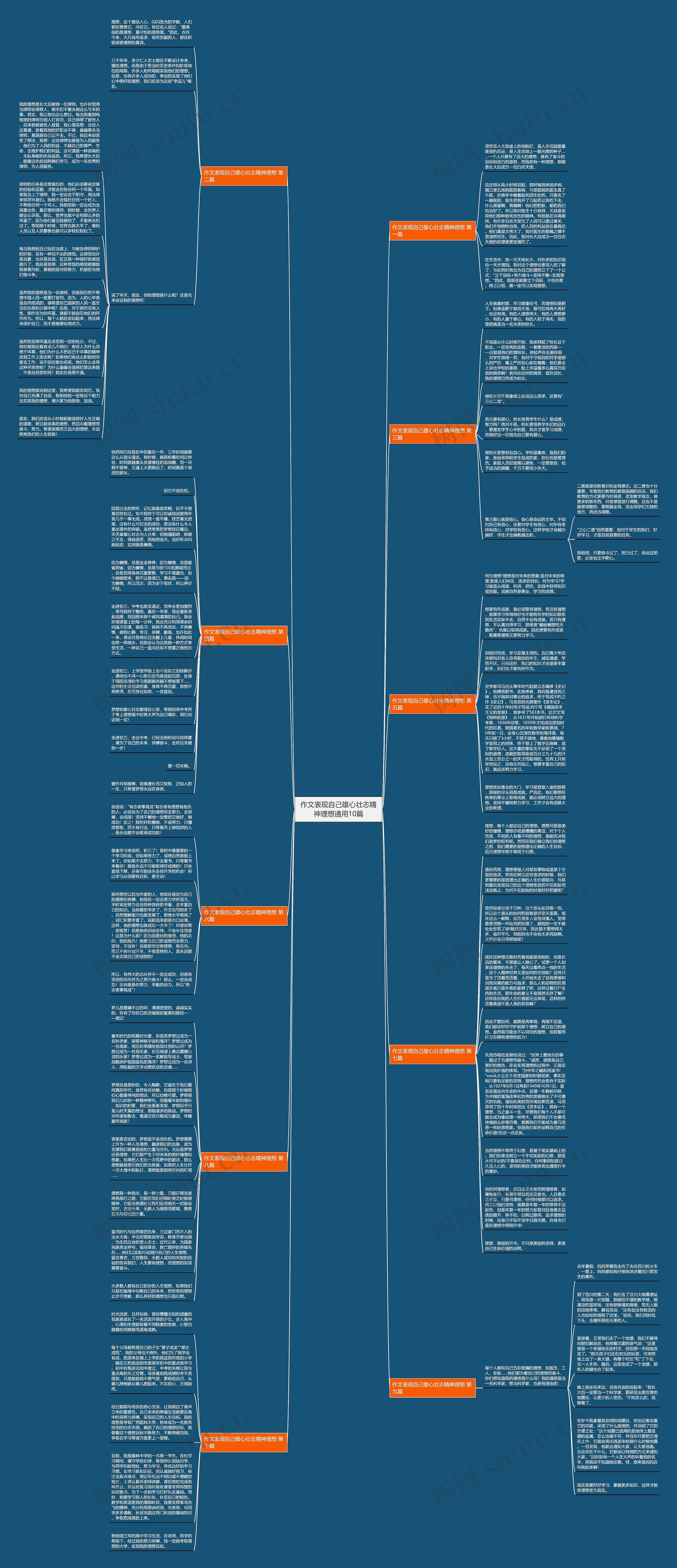 作文表现自己雄心壮志精神理想通用10篇思维导图