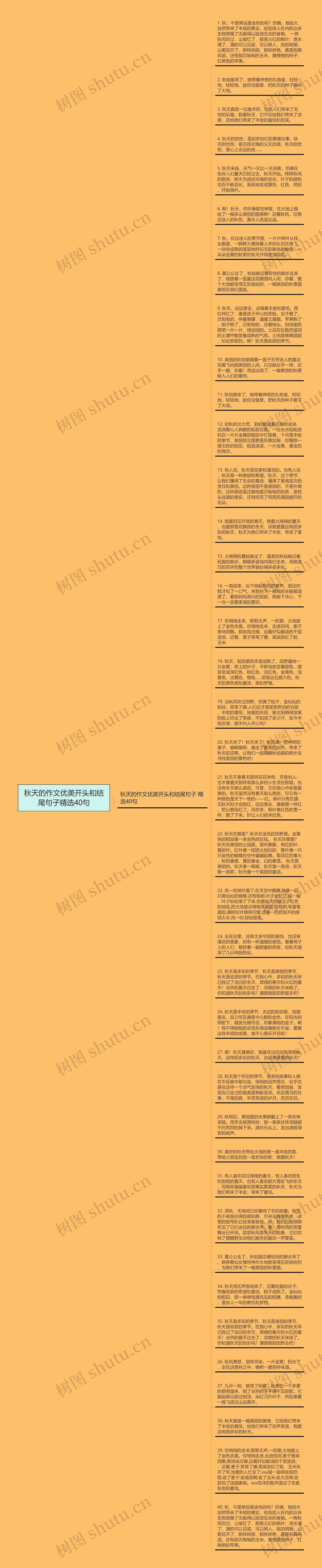 秋天的作文优美开头和结尾句子精选40句思维导图