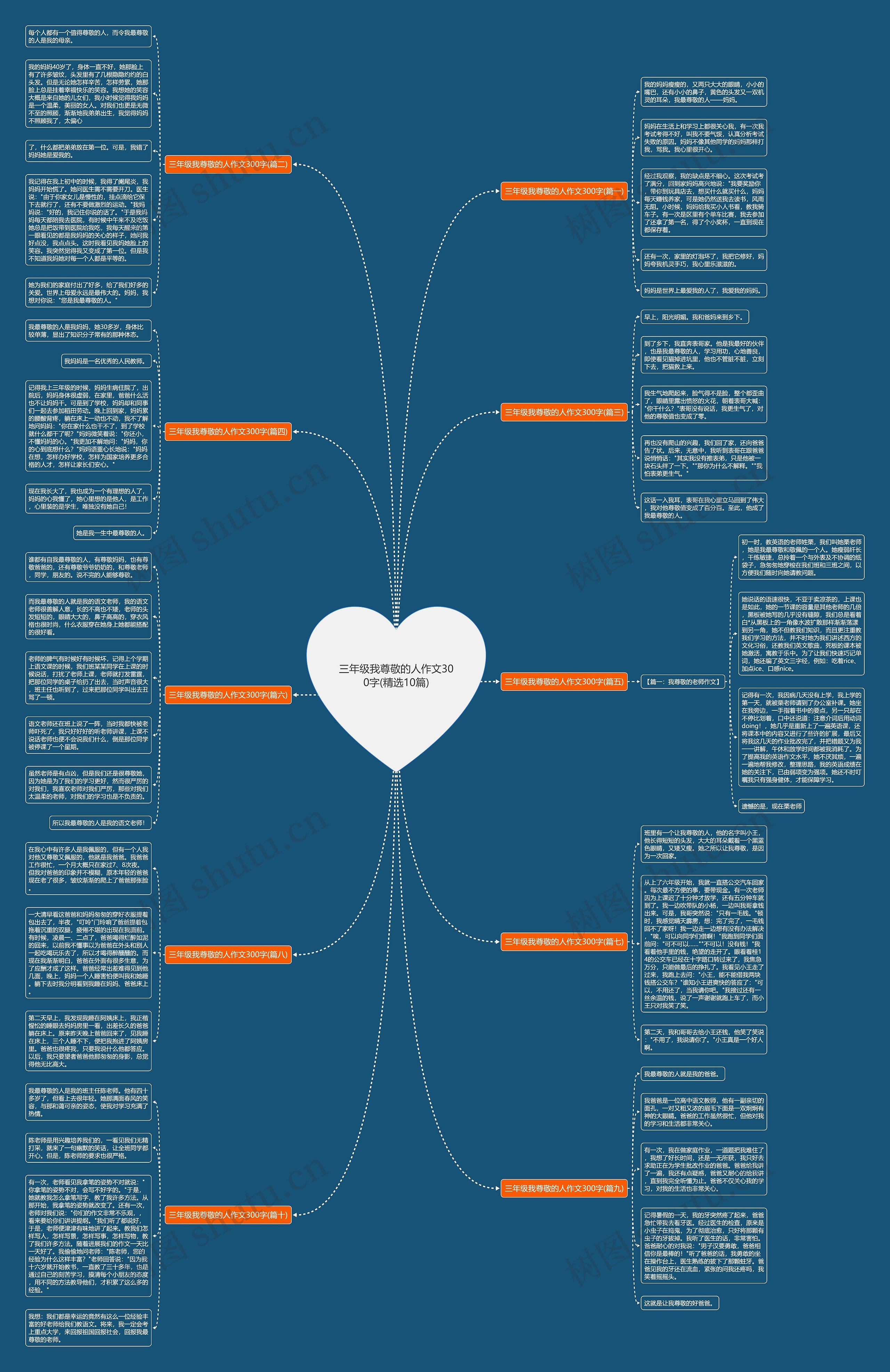 三年级我尊敬的人作文300字(精选10篇)思维导图