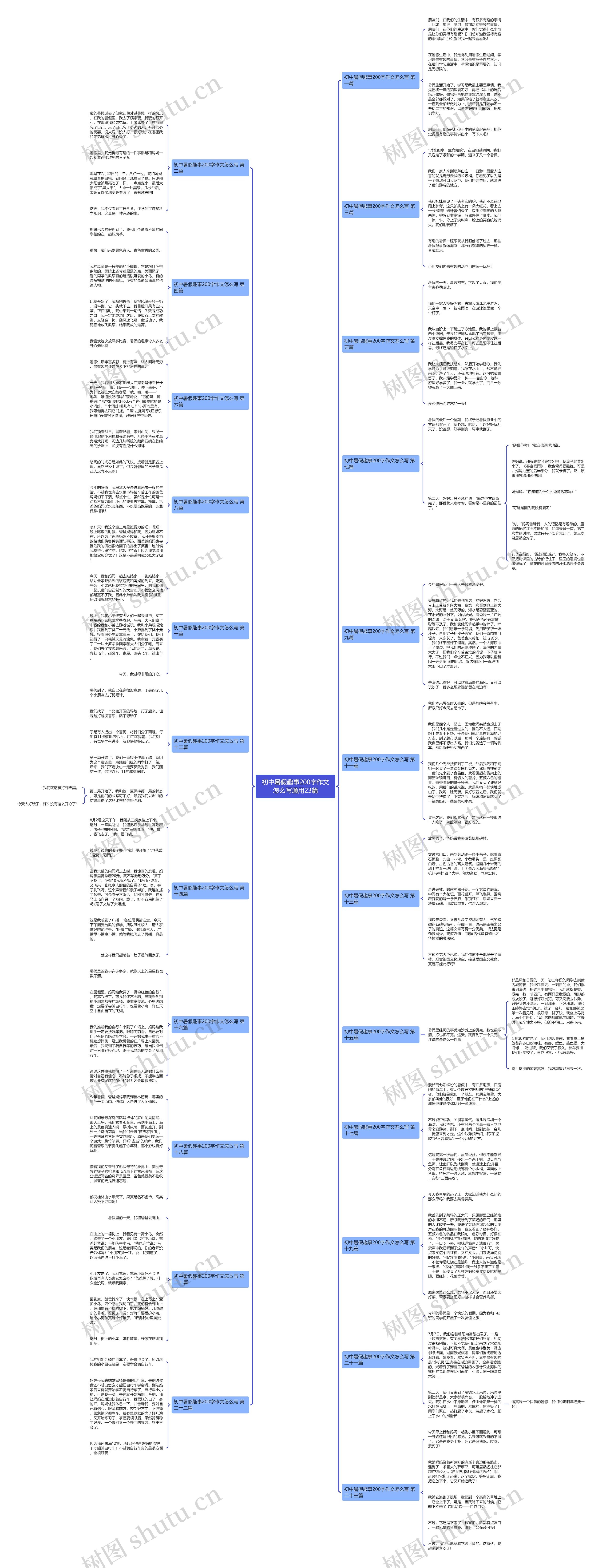初中暑假趣事200字作文怎么写通用23篇思维导图