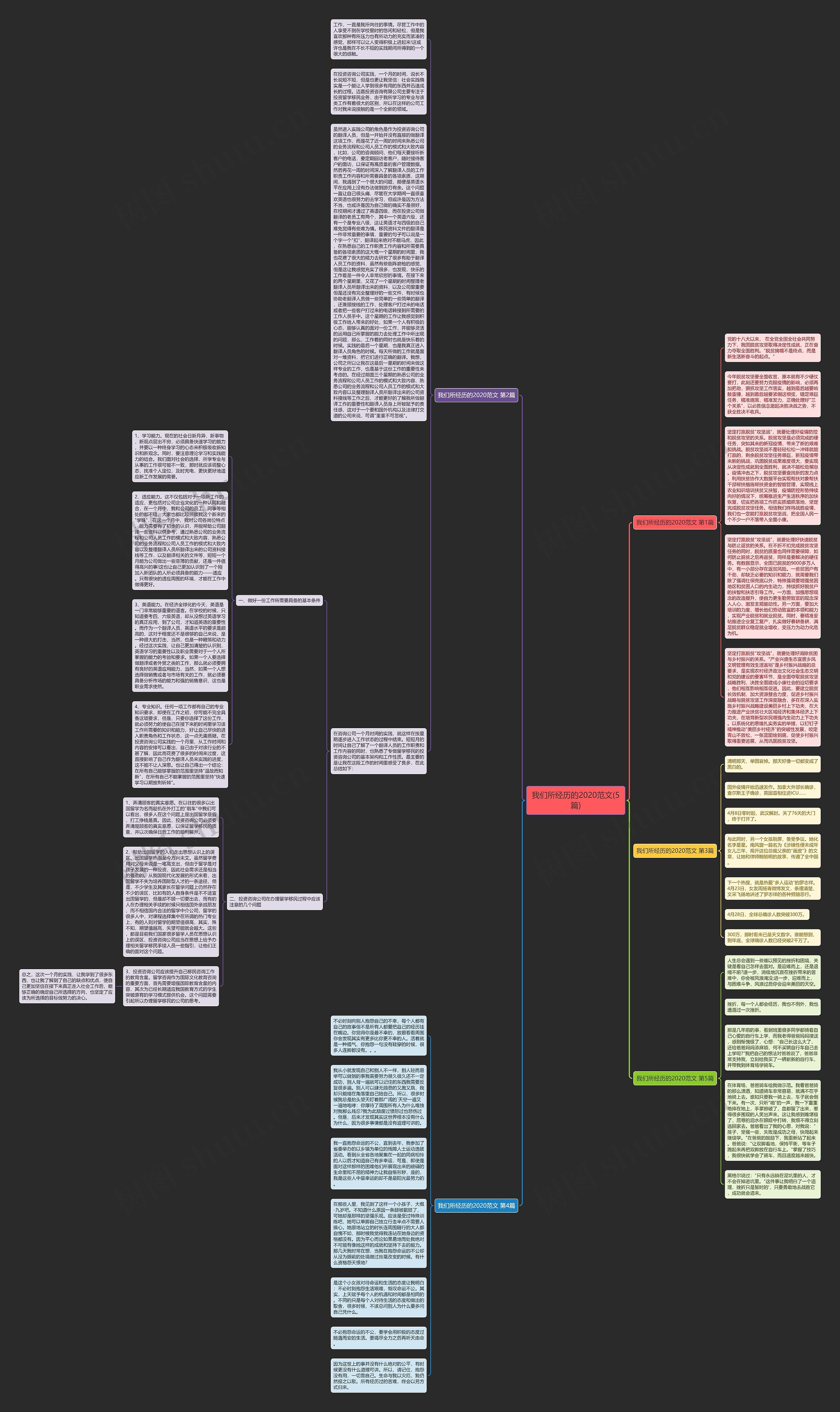 我们所经历的2020范文(5篇)思维导图