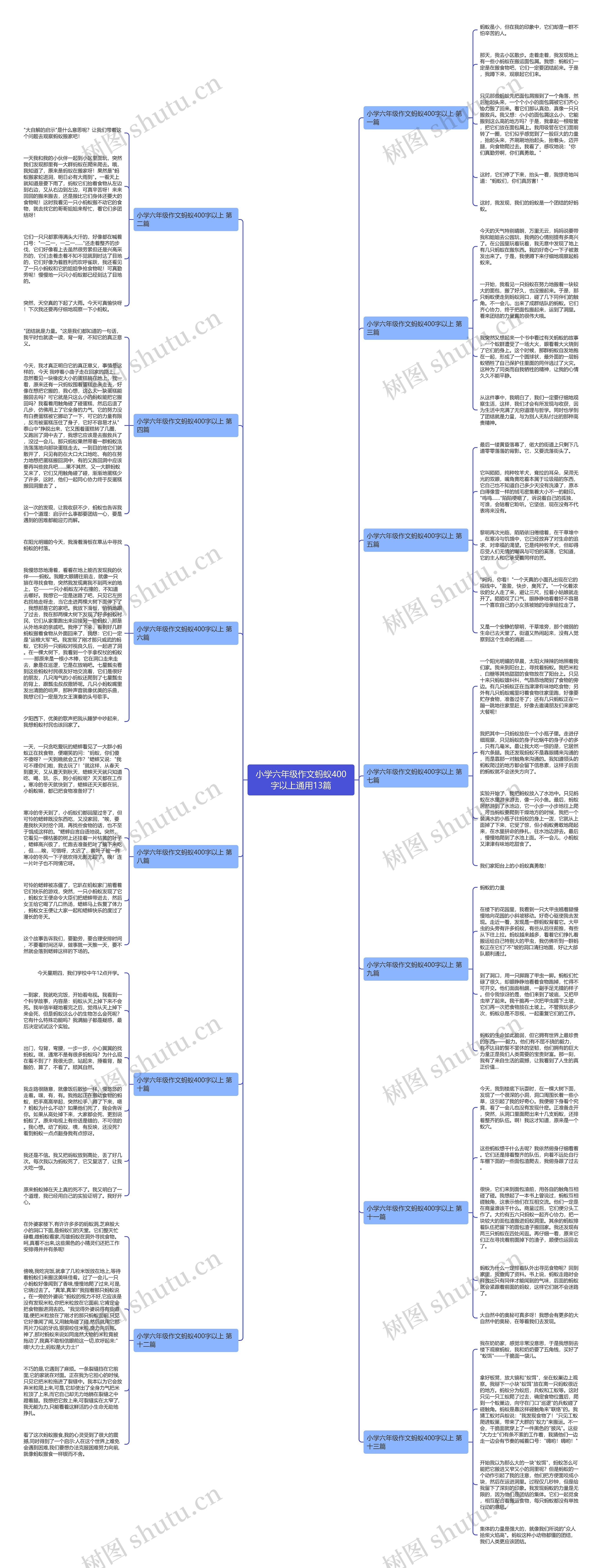 小学六年级作文蚂蚁400字以上通用13篇思维导图