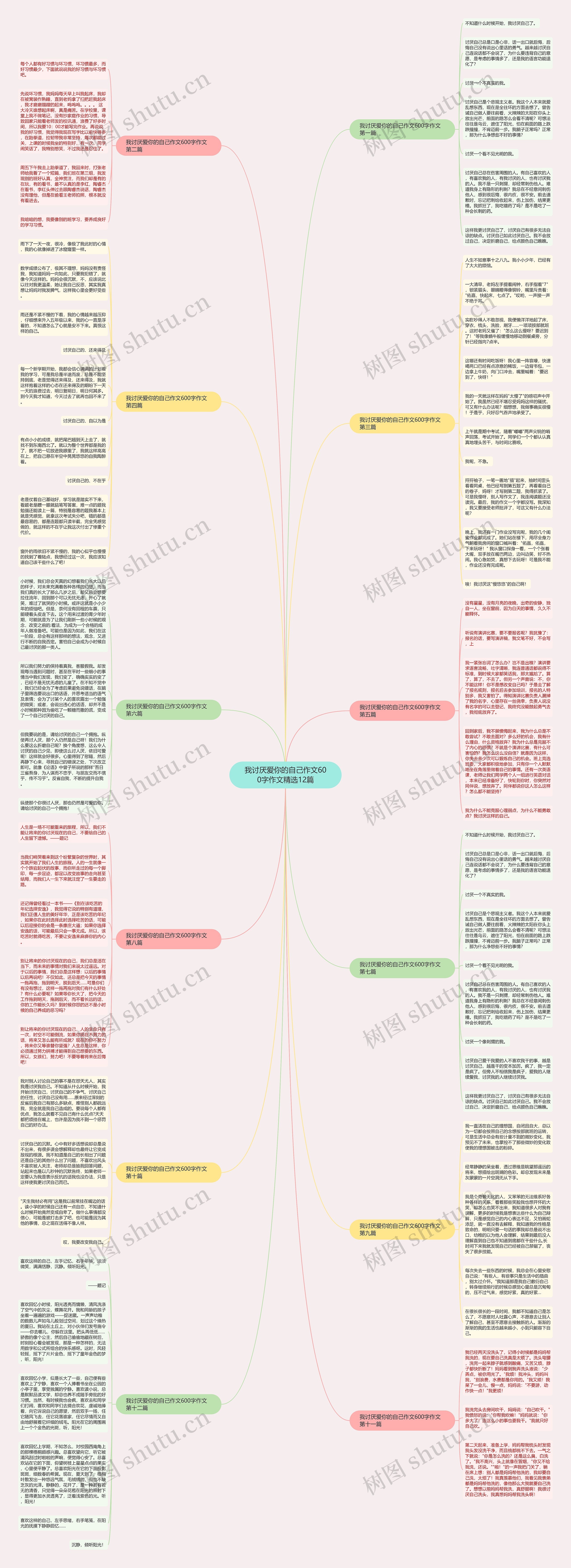 我讨厌爱你的自己作文600字作文精选12篇思维导图