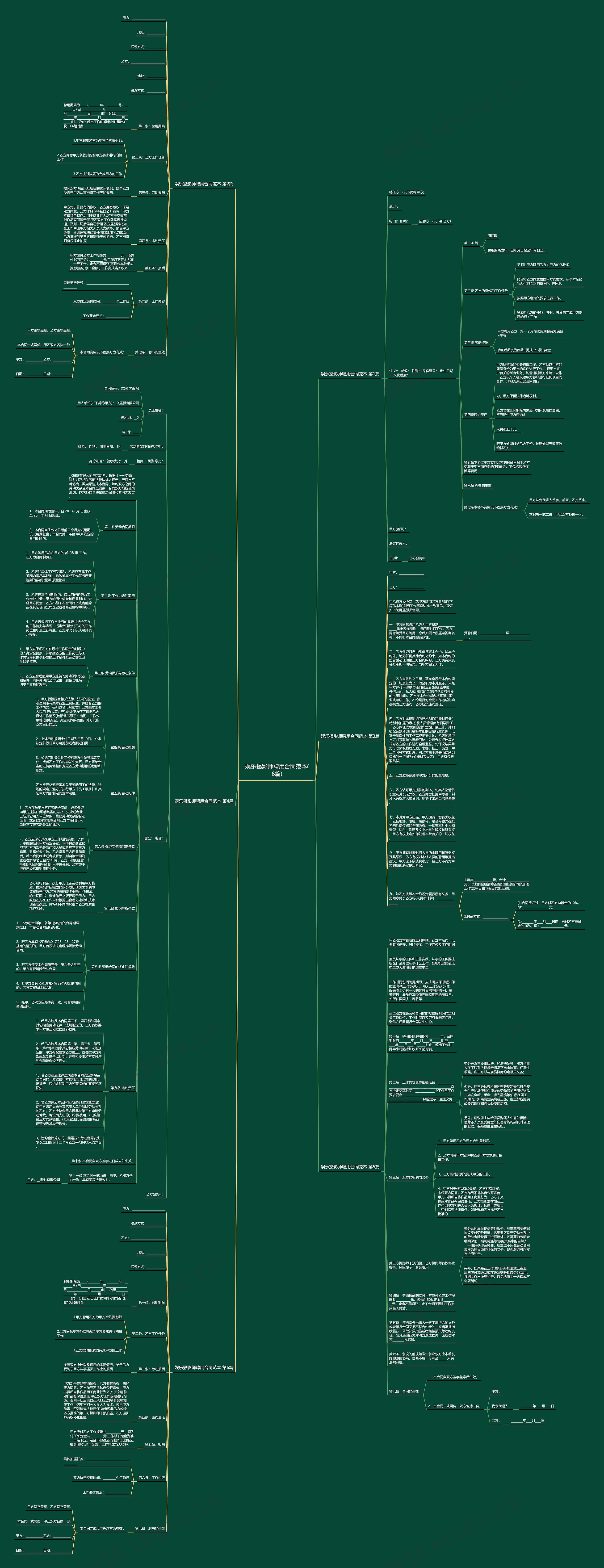 娱乐摄影师聘用合同范本(6篇)思维导图