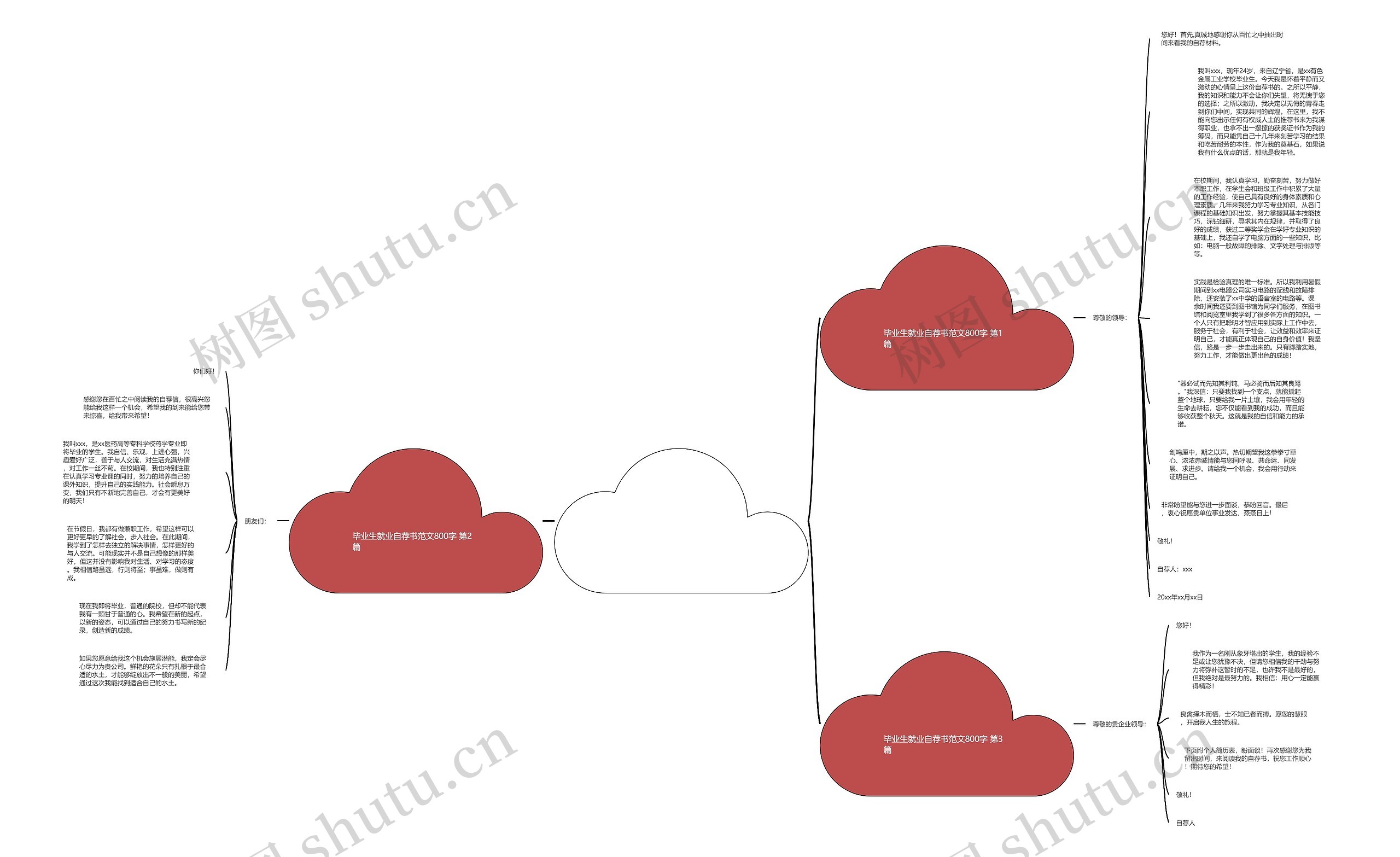 毕业生就业自荐书范文800字(合集3篇)思维导图