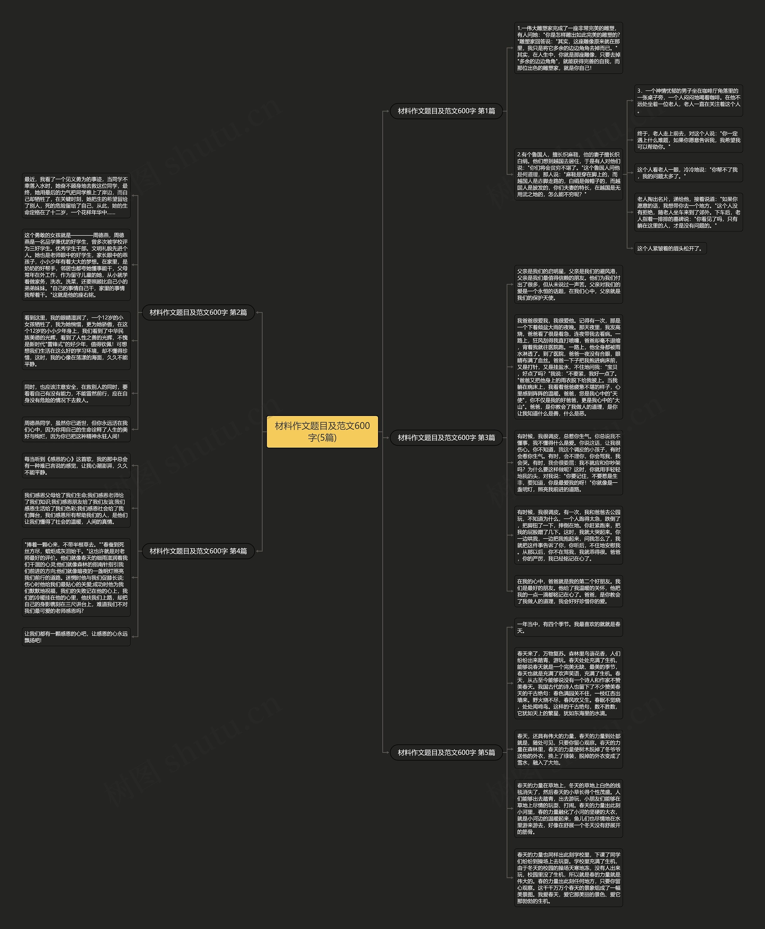 材料作文题目及范文600字(5篇)思维导图