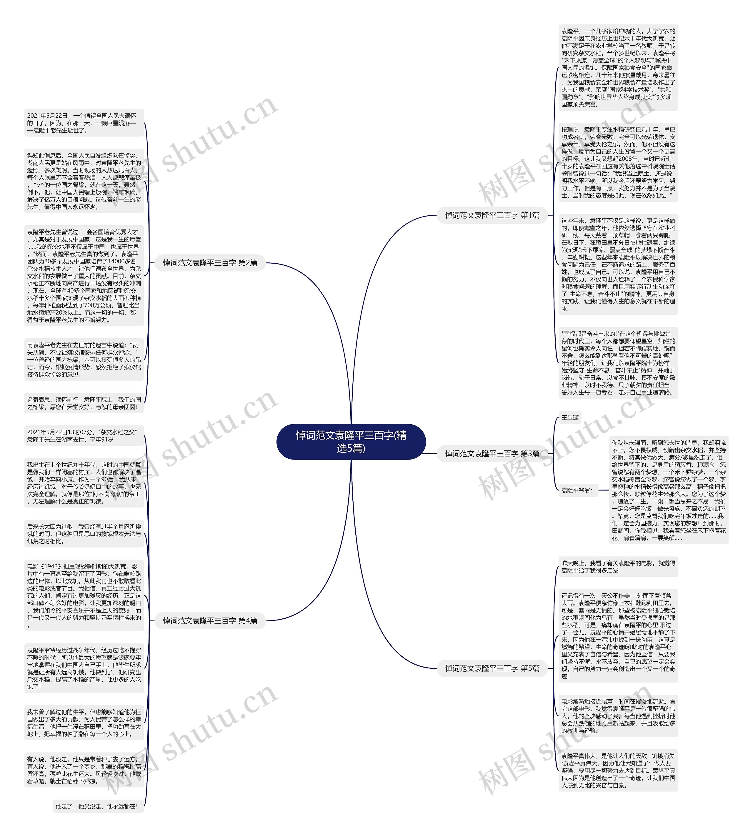 悼词范文袁隆平三百字(精选5篇)思维导图高清图 悼词范文袁隆平三百字(精选5篇)思维导图