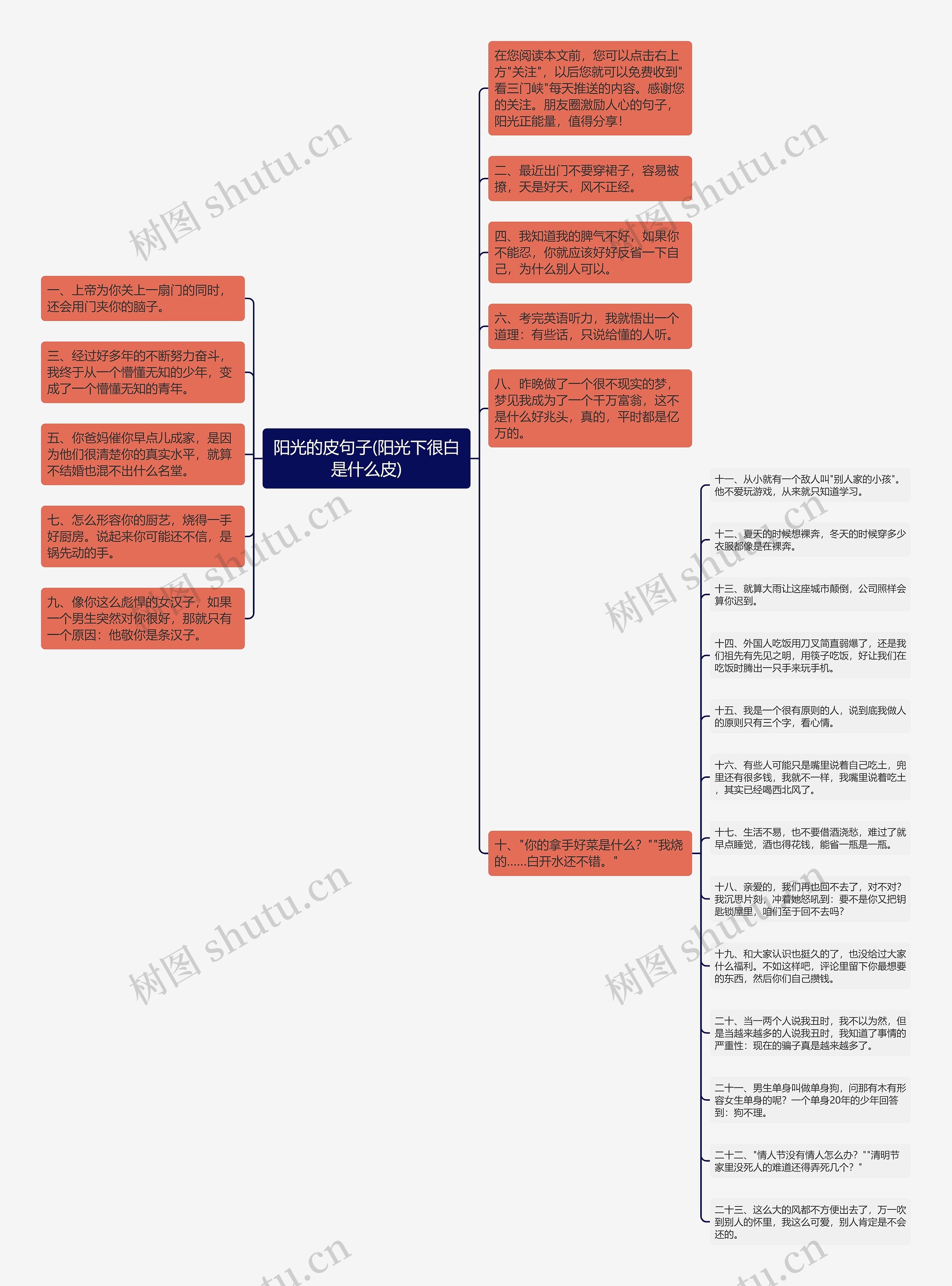 阳光的皮句子(阳光下很白是什么皮)思维导图