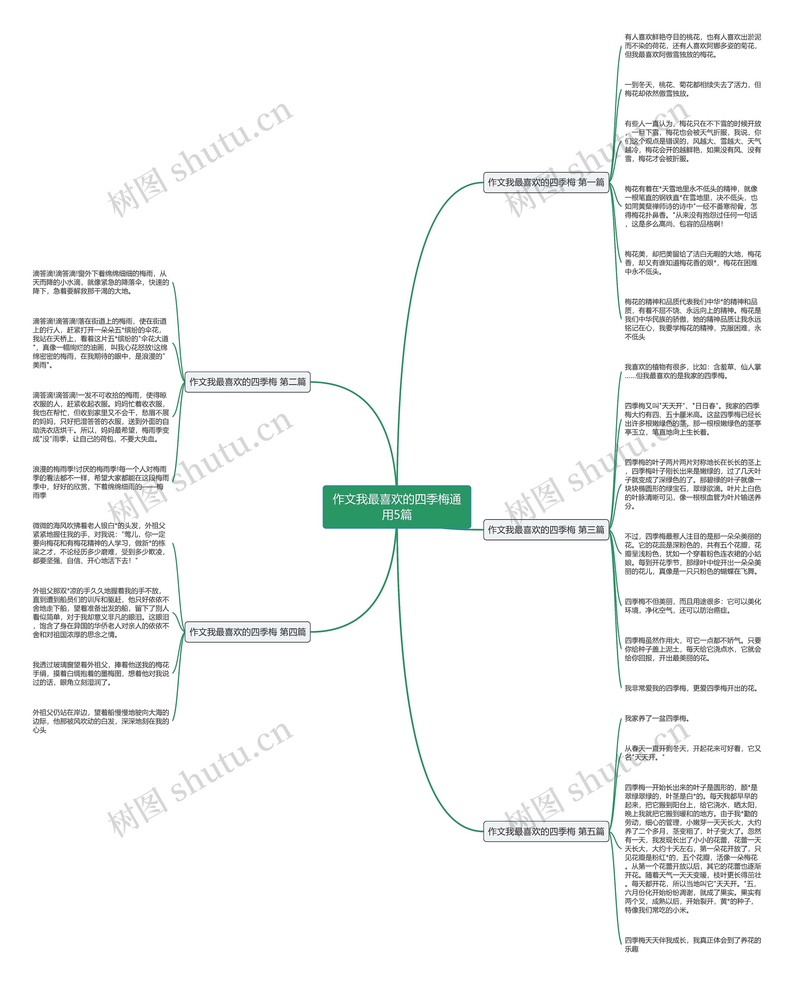 作文我最喜欢的四季梅通用5篇思维导图