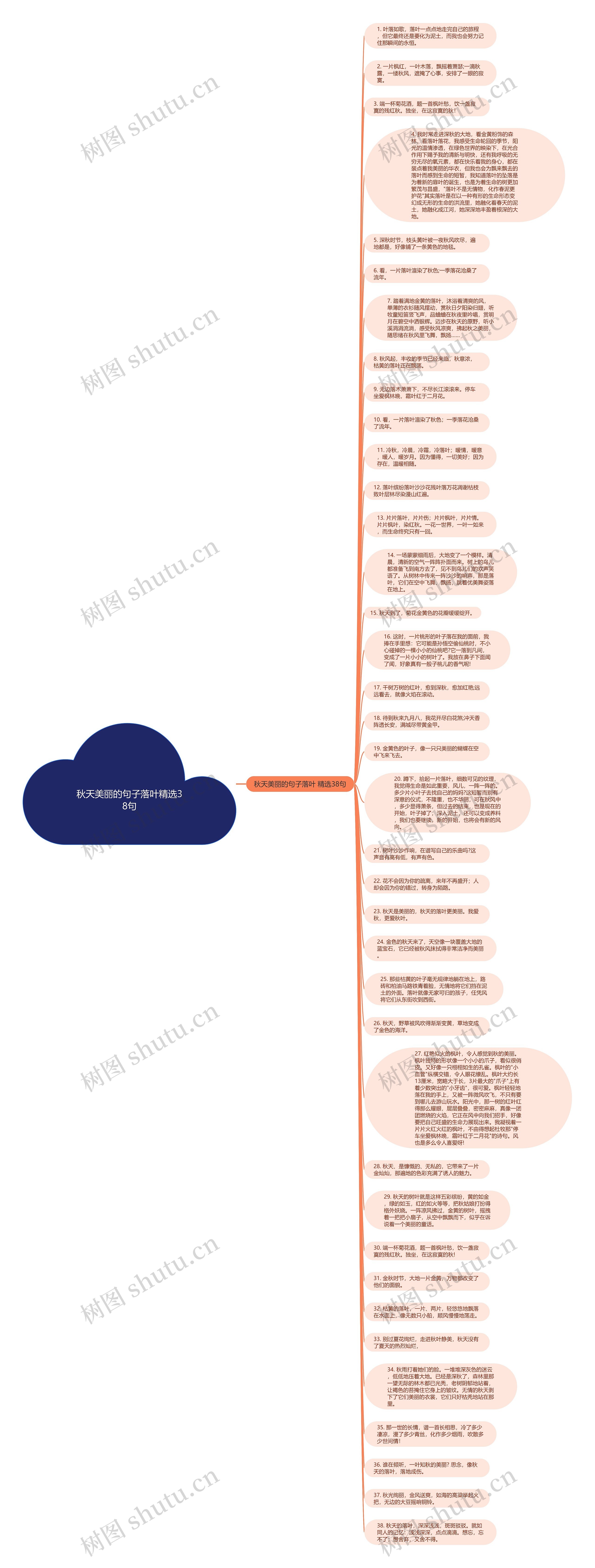 秋天美丽的句子落叶精选38句思维导图