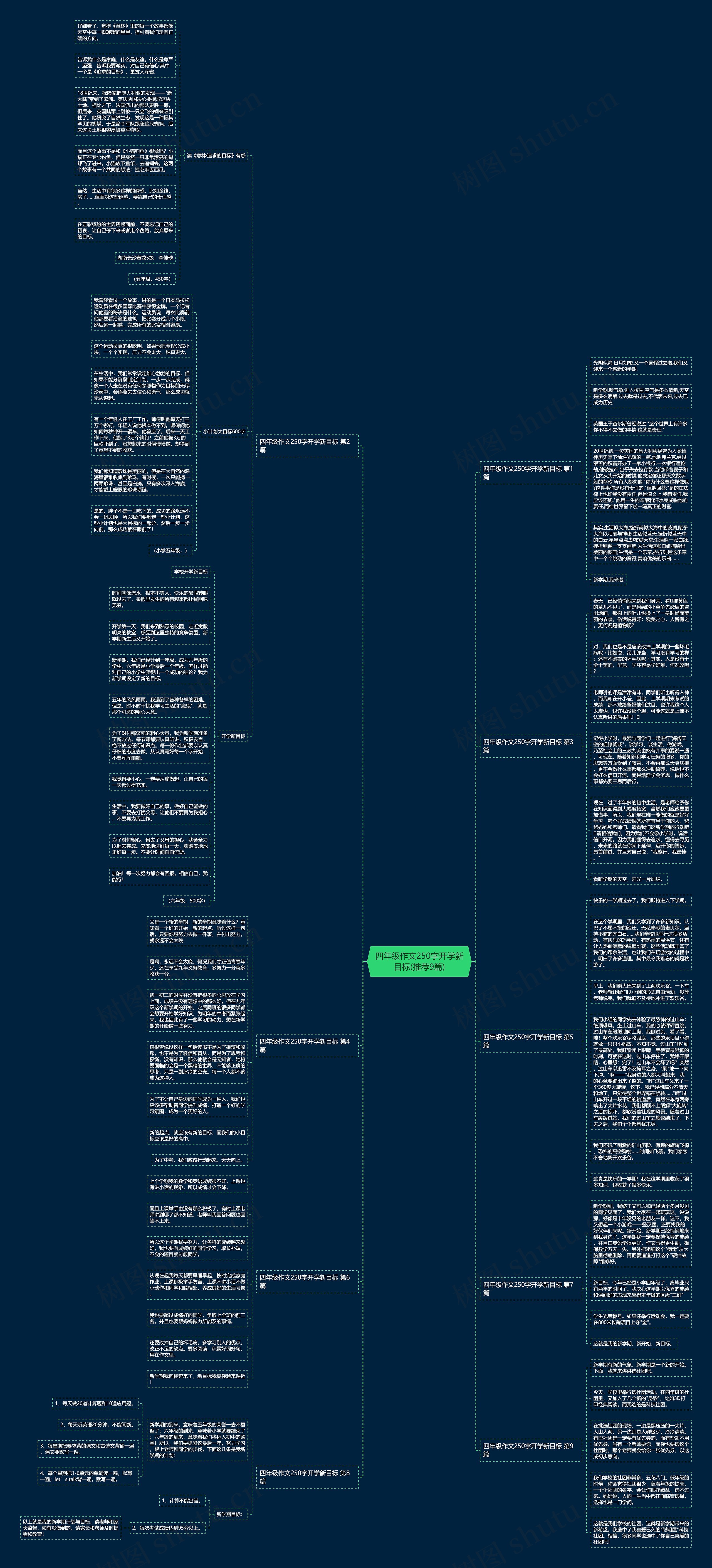 四年级作文250字开学新目标(推荐9篇)思维导图