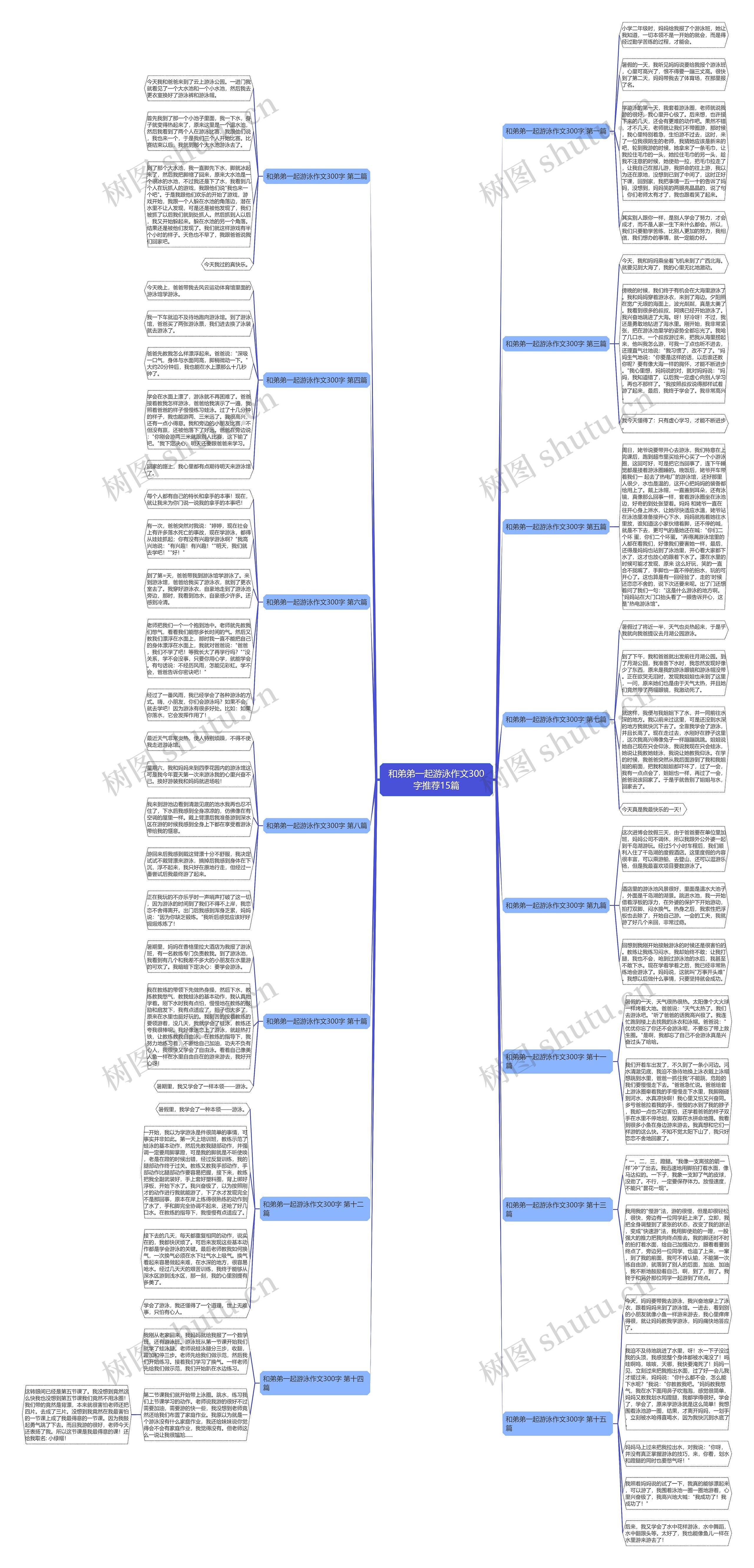 和弟弟一起游泳作文300字推荐15篇思维导图