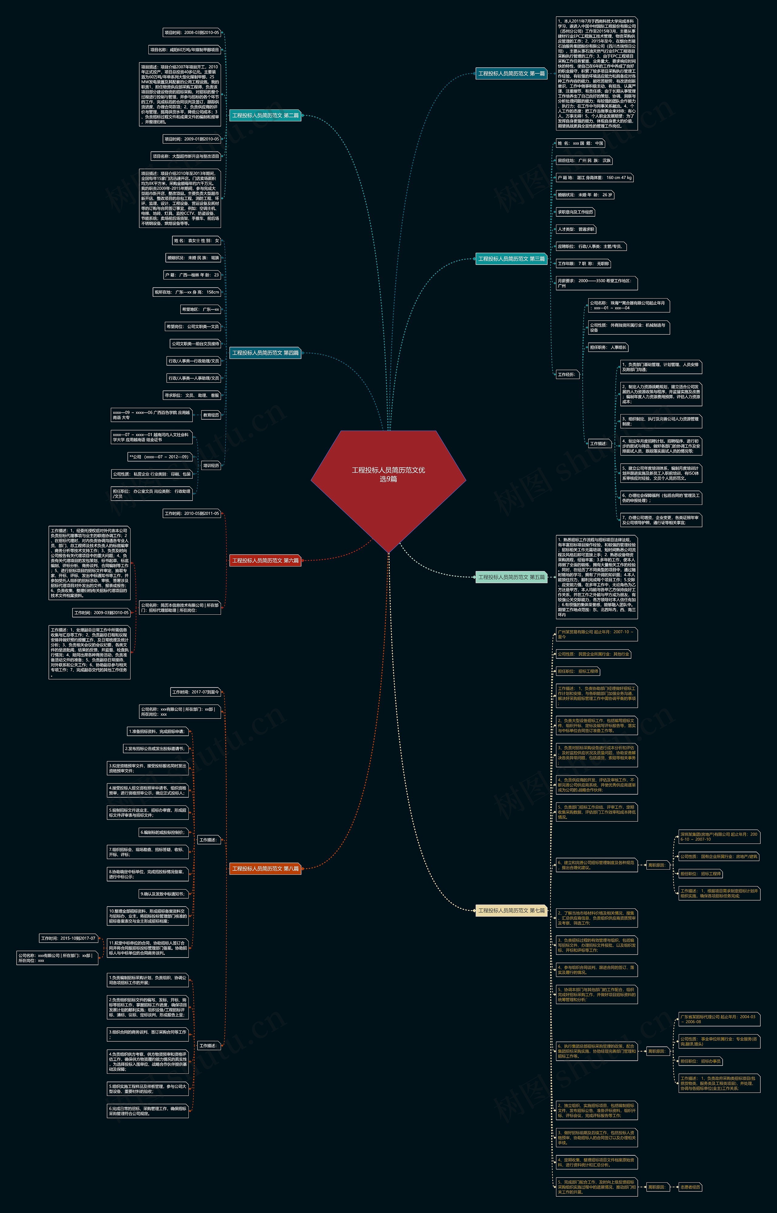 工程投标人员简历范文优选9篇思维导图